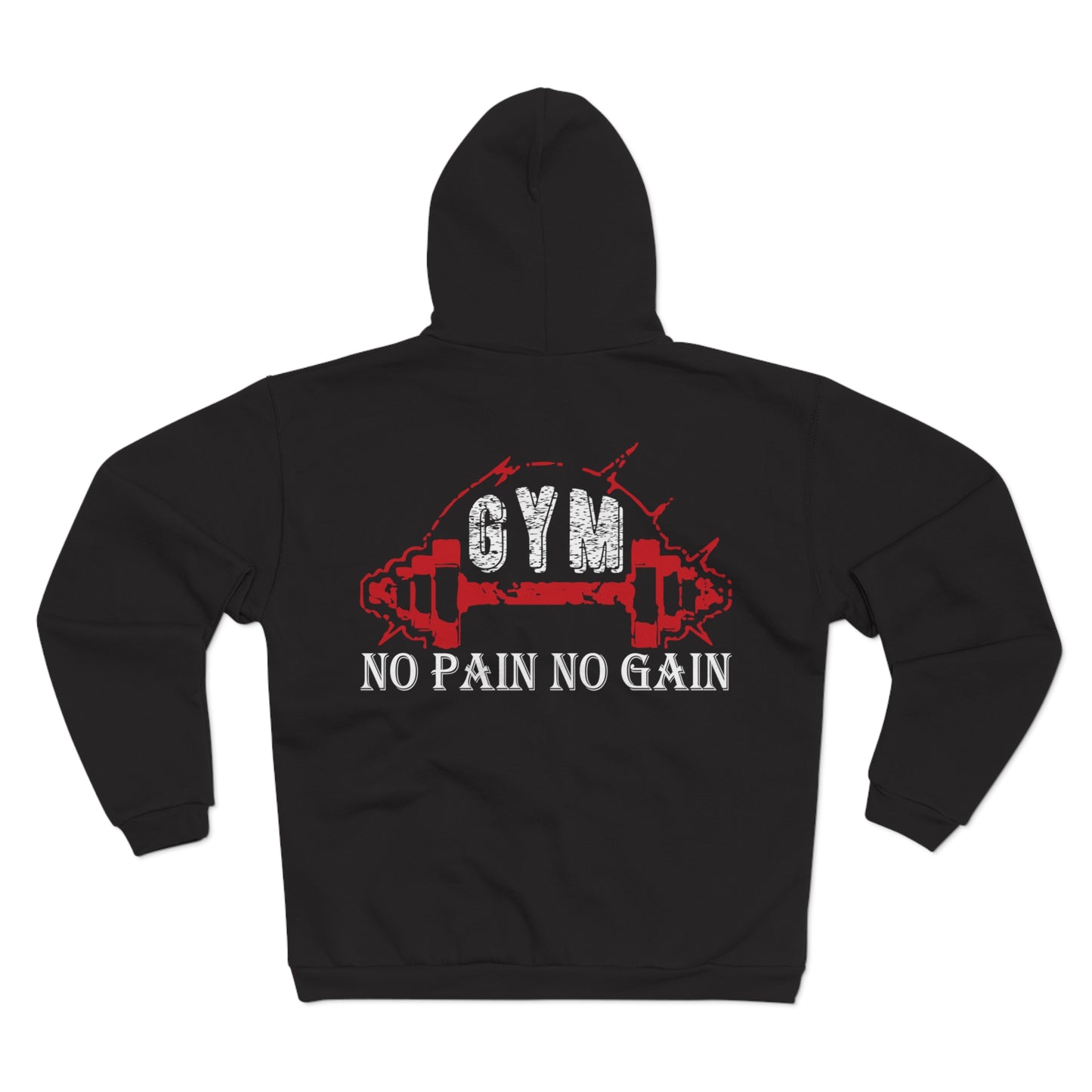 Unisex Gym Zip Sweatshirt - 'No Pain No Gain' - Perfect for Workout Enthusiasts