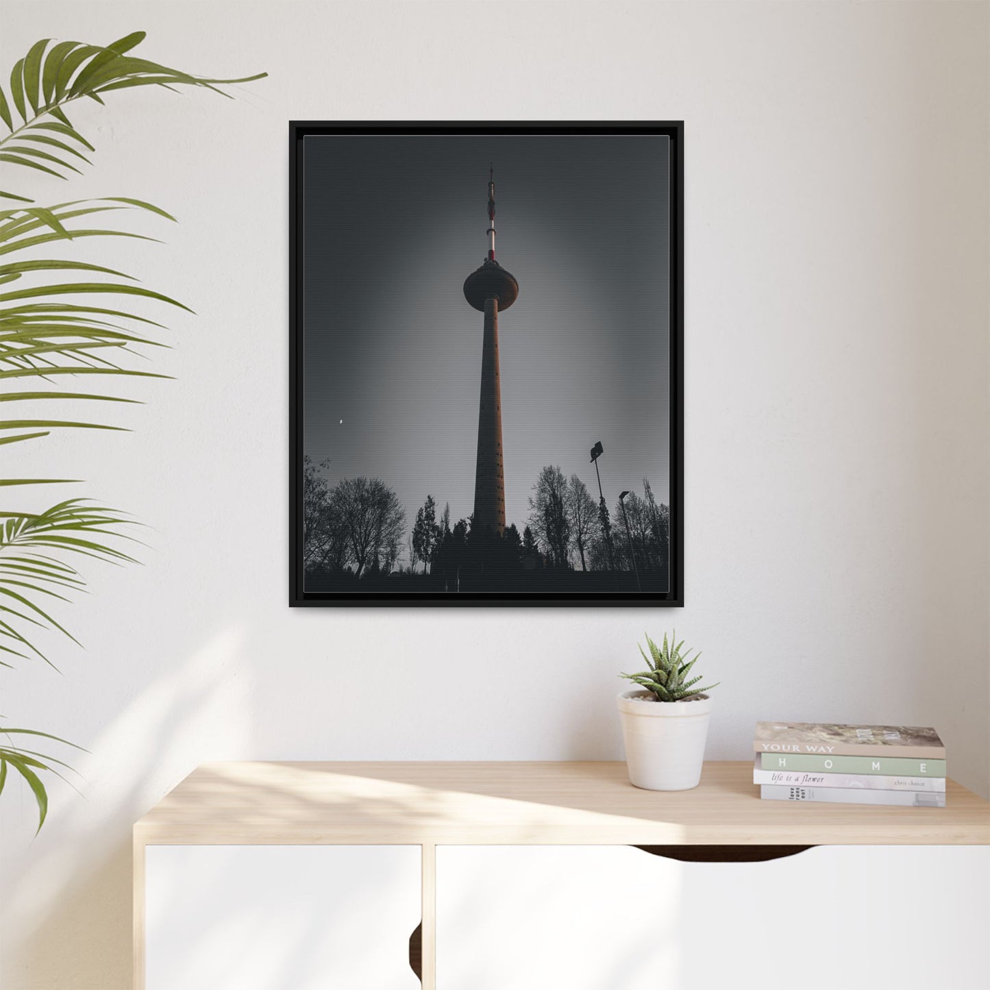 TV Tower Matte Canvas, Framed (Multi-color)