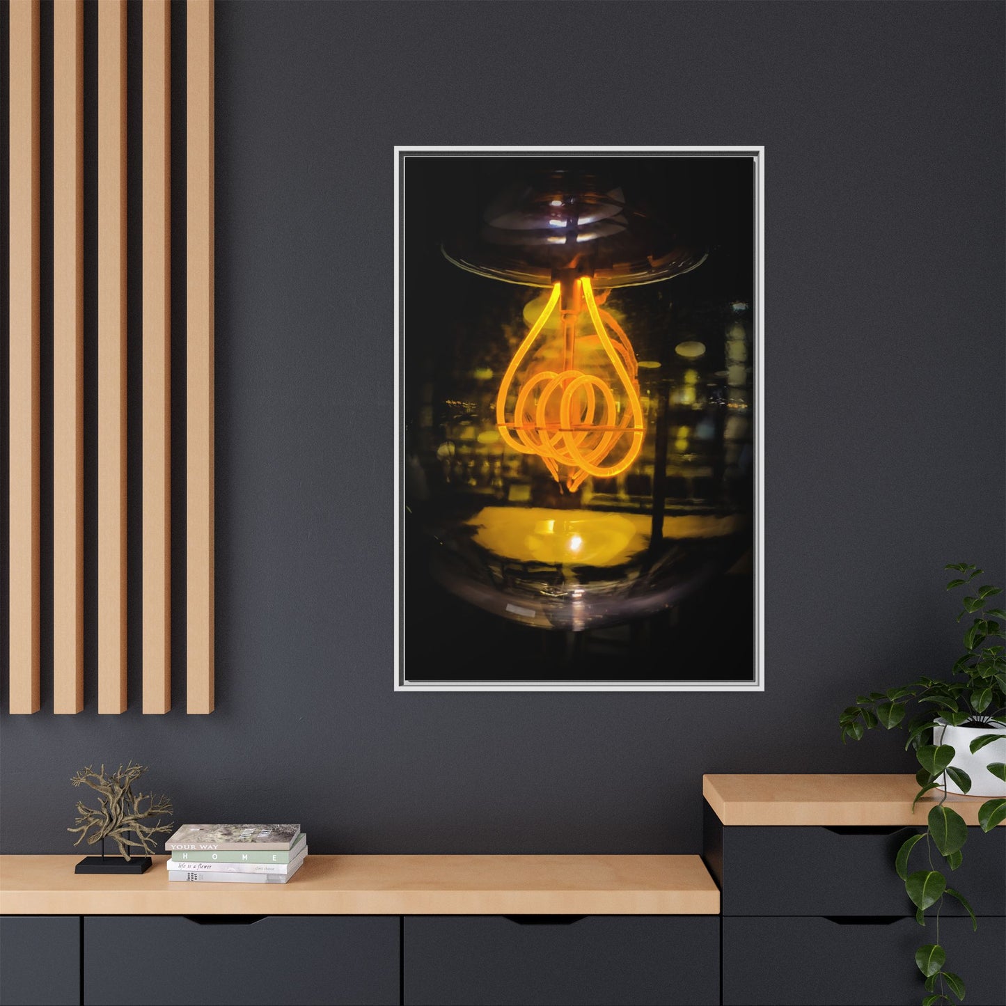 Bulb Matte Canvas, Framed (Multi-color)