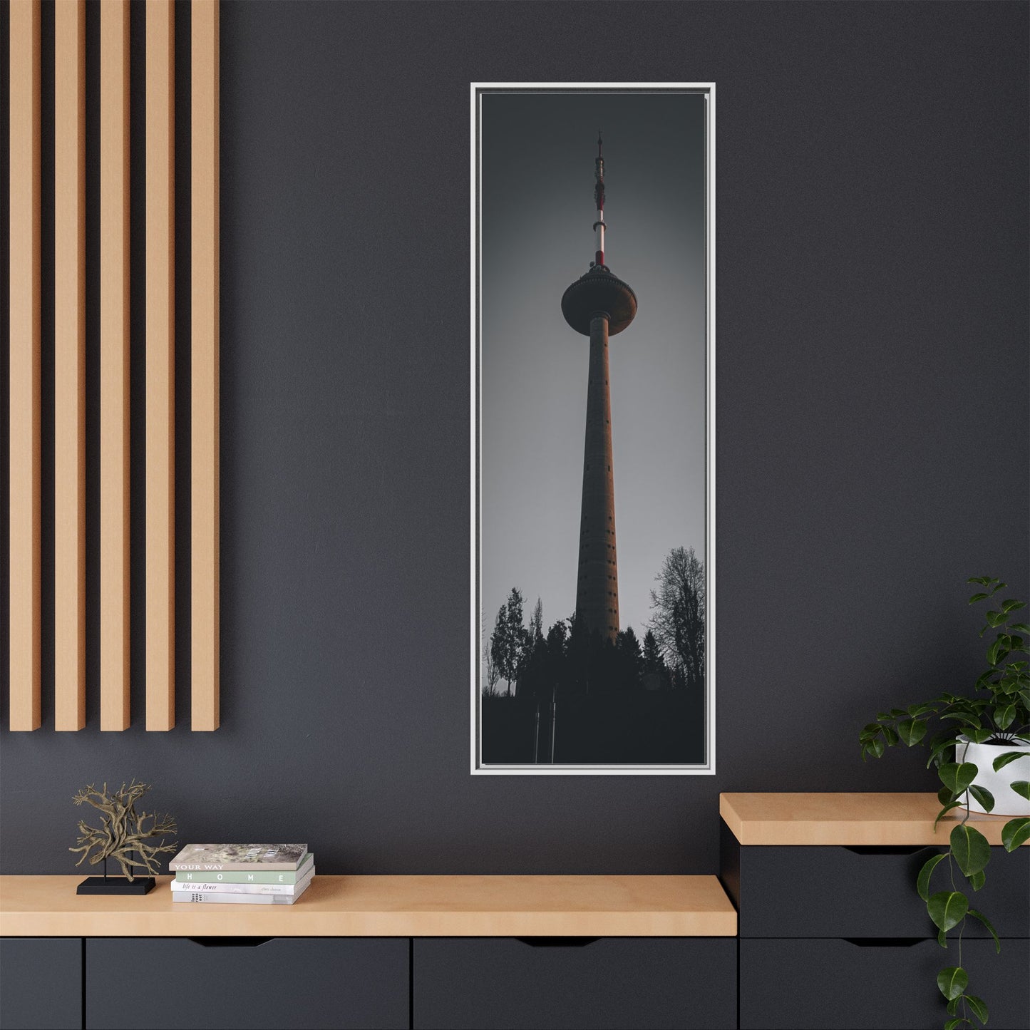 TV Tower Matte Canvas, Framed (Multi-color)