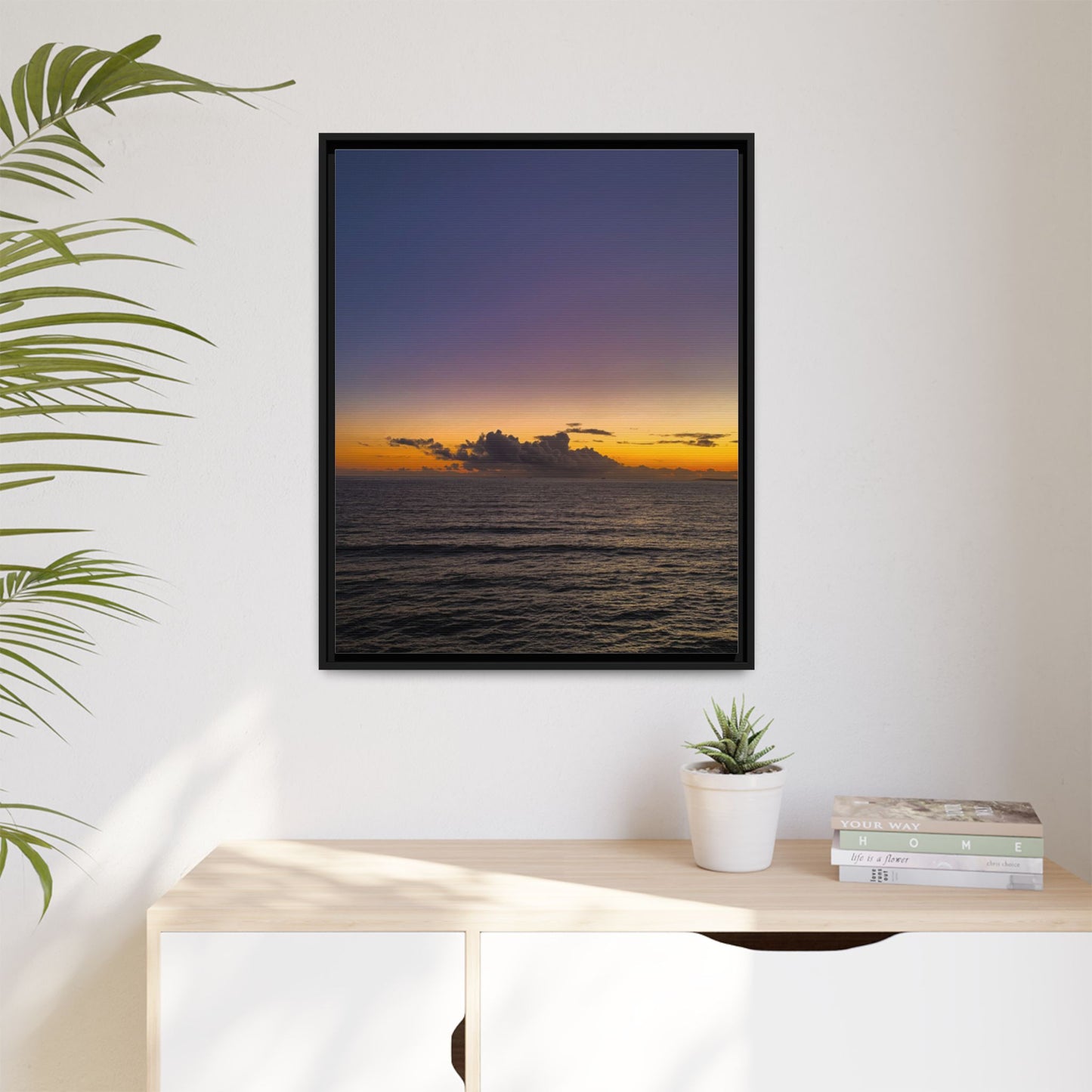 Sunset in Ocean 2 Matte Canvas, Framed (Multi-color)