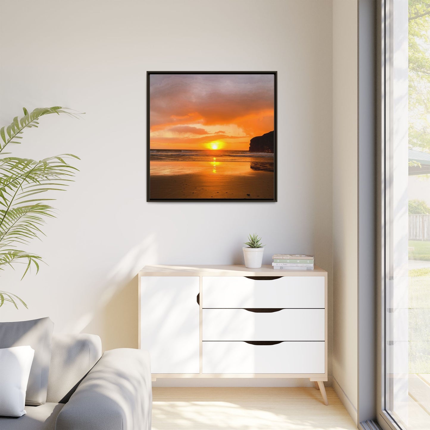 Sunset in Ballybunion Matte Canvas, Framed (Multi-color)