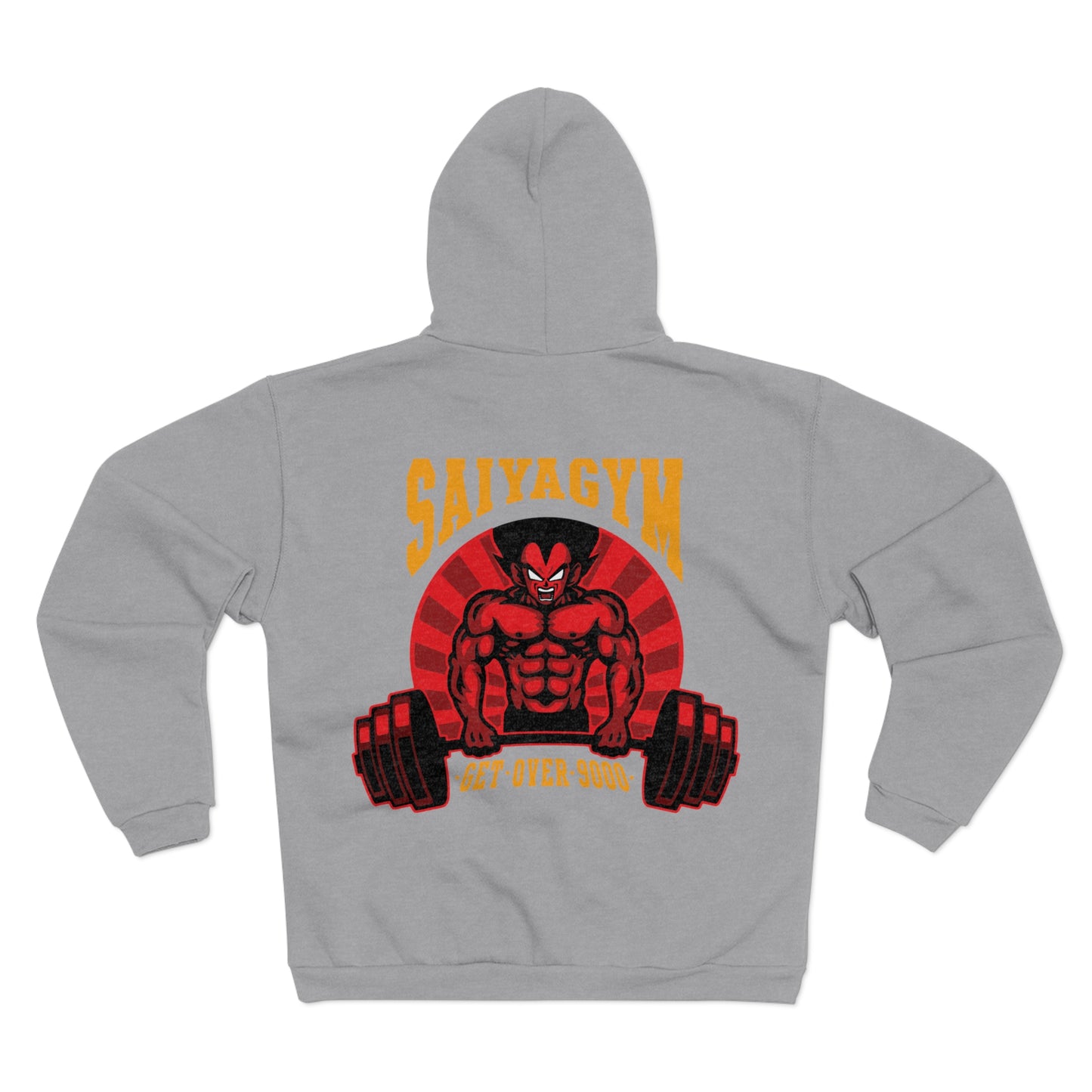 SaiyaGym Unisex Hooded Zip Sweatshirt - Get Over 9000 Gym Motivation
