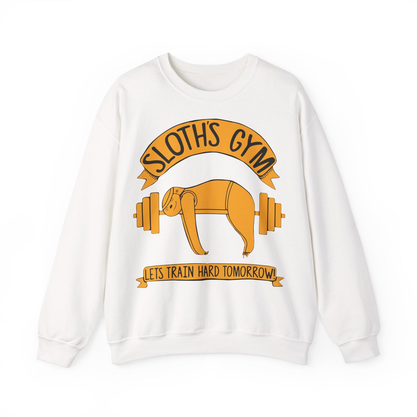 Sloth's Gym Unisex Crewneck Sweatshirt - Let's Train Hard Tomorrow White