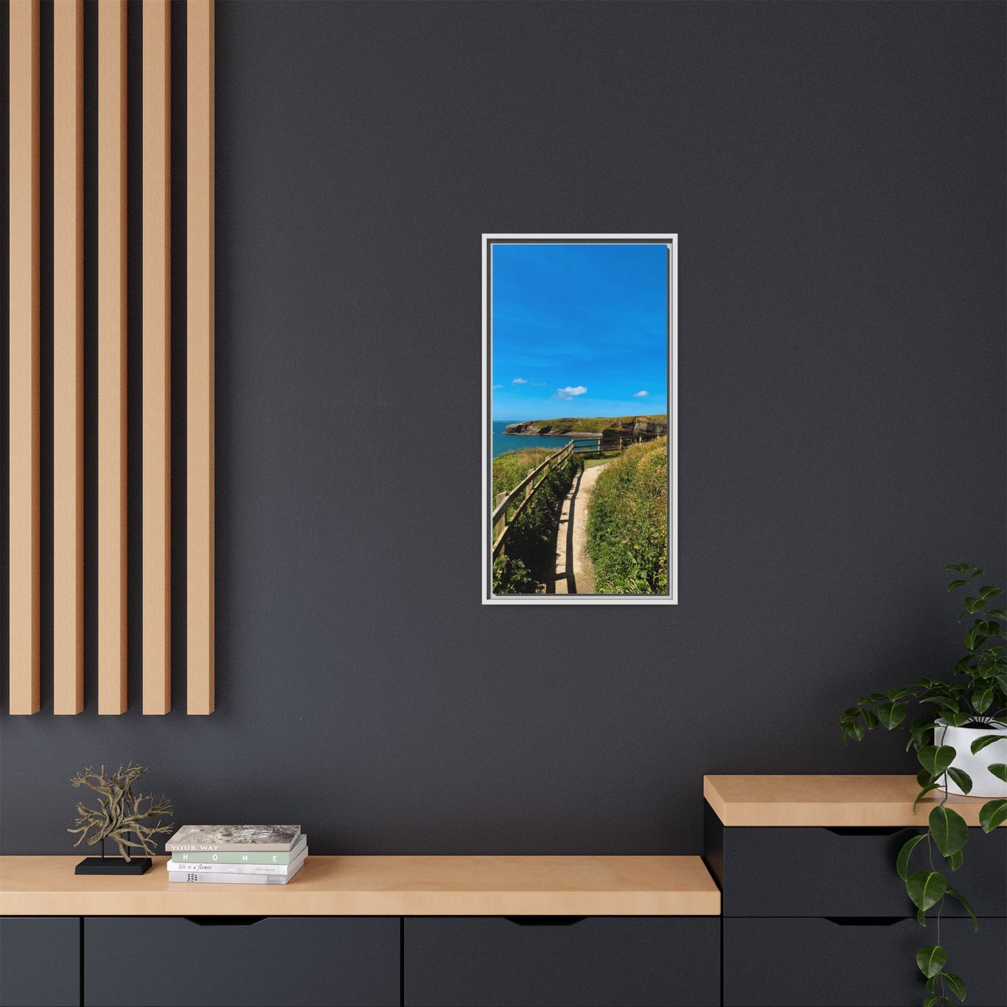 Cliff Trail Ballybunion Matte Canvas, Framed (Multi-color)