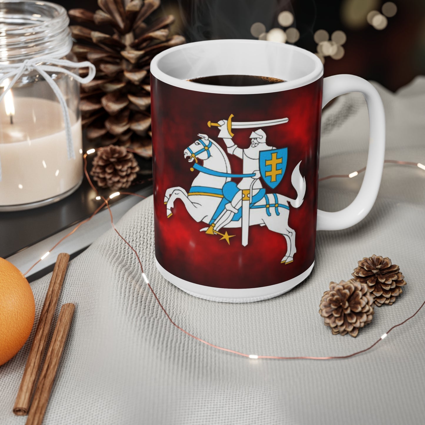 Knight Vytis -Themed Ceramic Coffee Cups - 11oz & 15oz - Perfect for Medieval Fans & Gift Giving