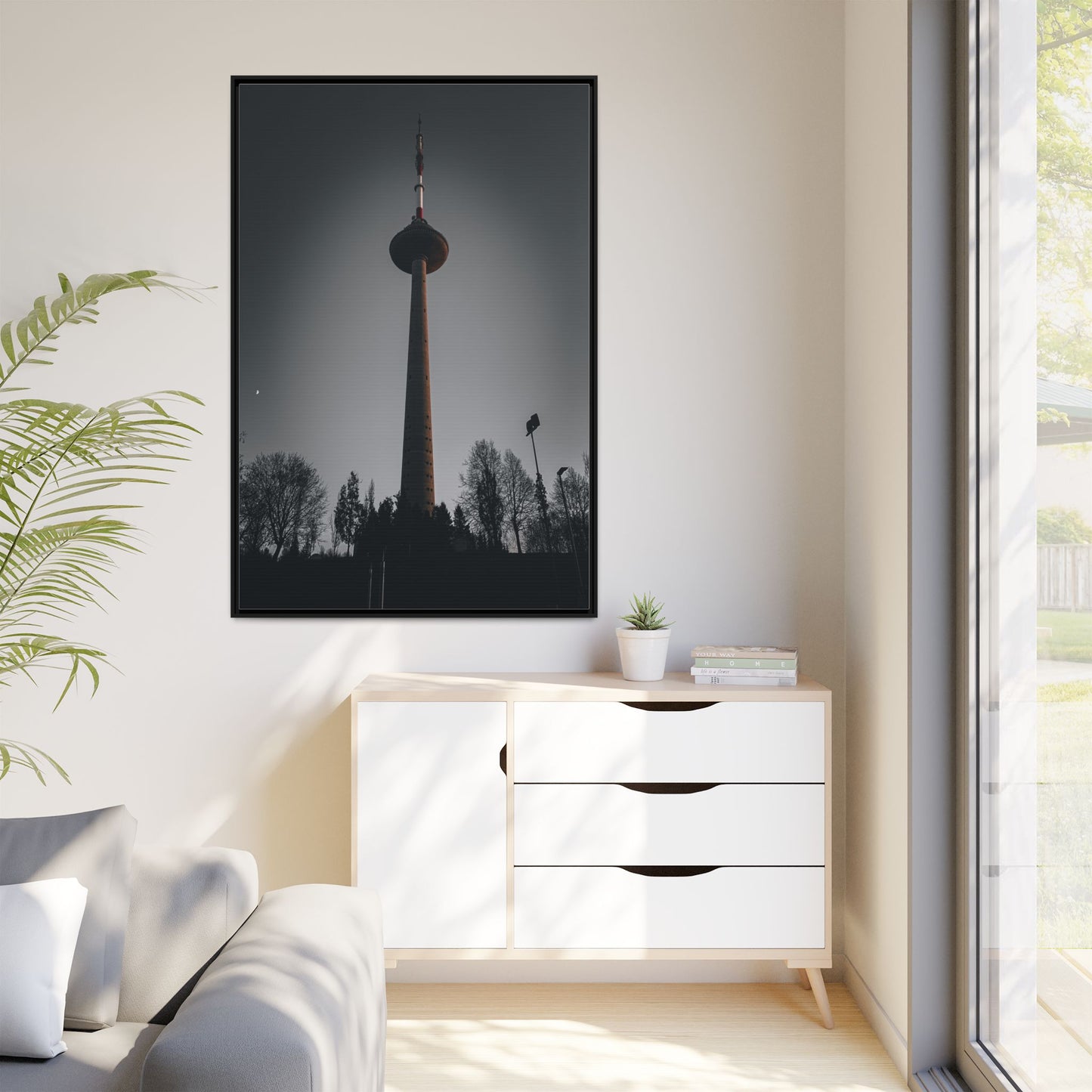 TV Tower Matte Canvas, Framed (Multi-color)