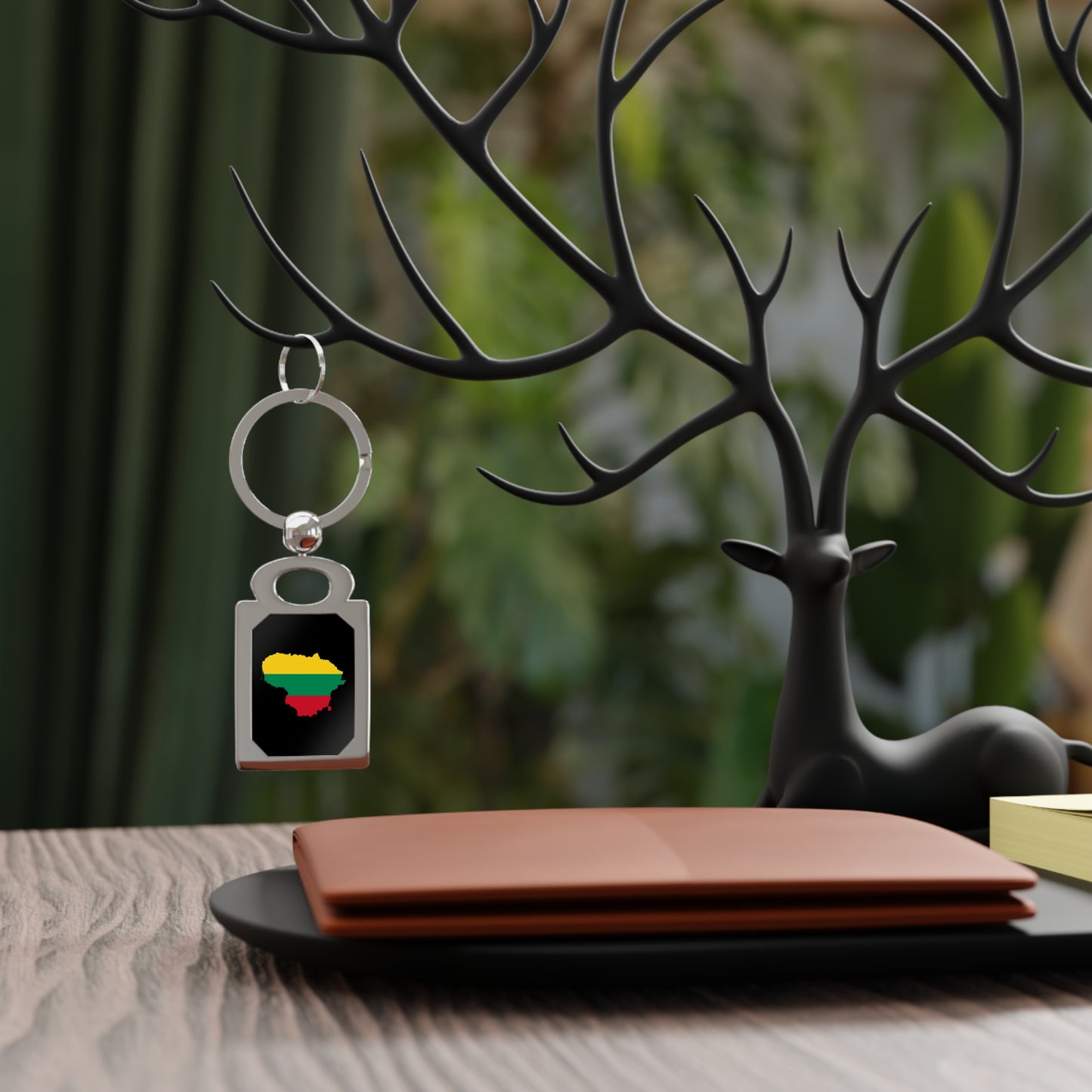 Rectangle Photo Keyring with Lithuanian Flag Design - Personalized Keychain for Travelers and Souvenir Lovers