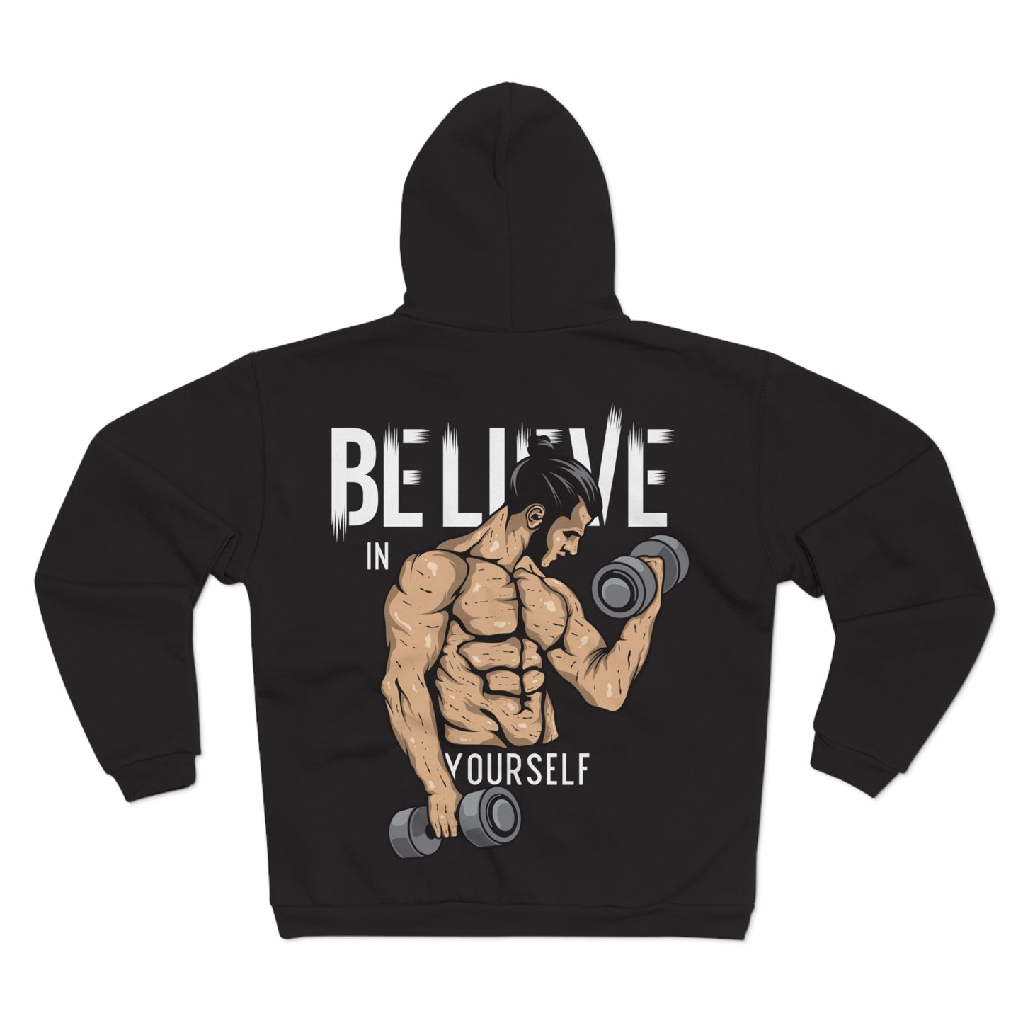 Motivational Unisex Hooded Zip Sweatshirt - "Believe in Yourself" Gym Apparel