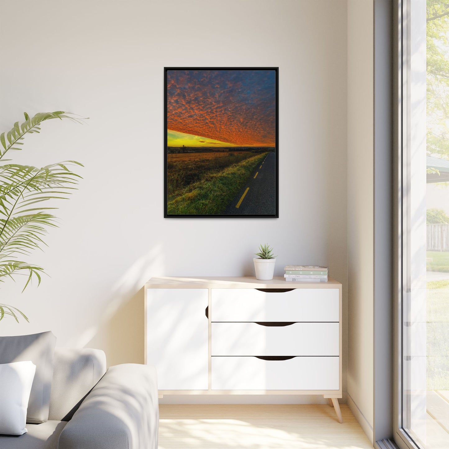 Cloudy Sunset Matte Canvas, Framed (Multi-color)
