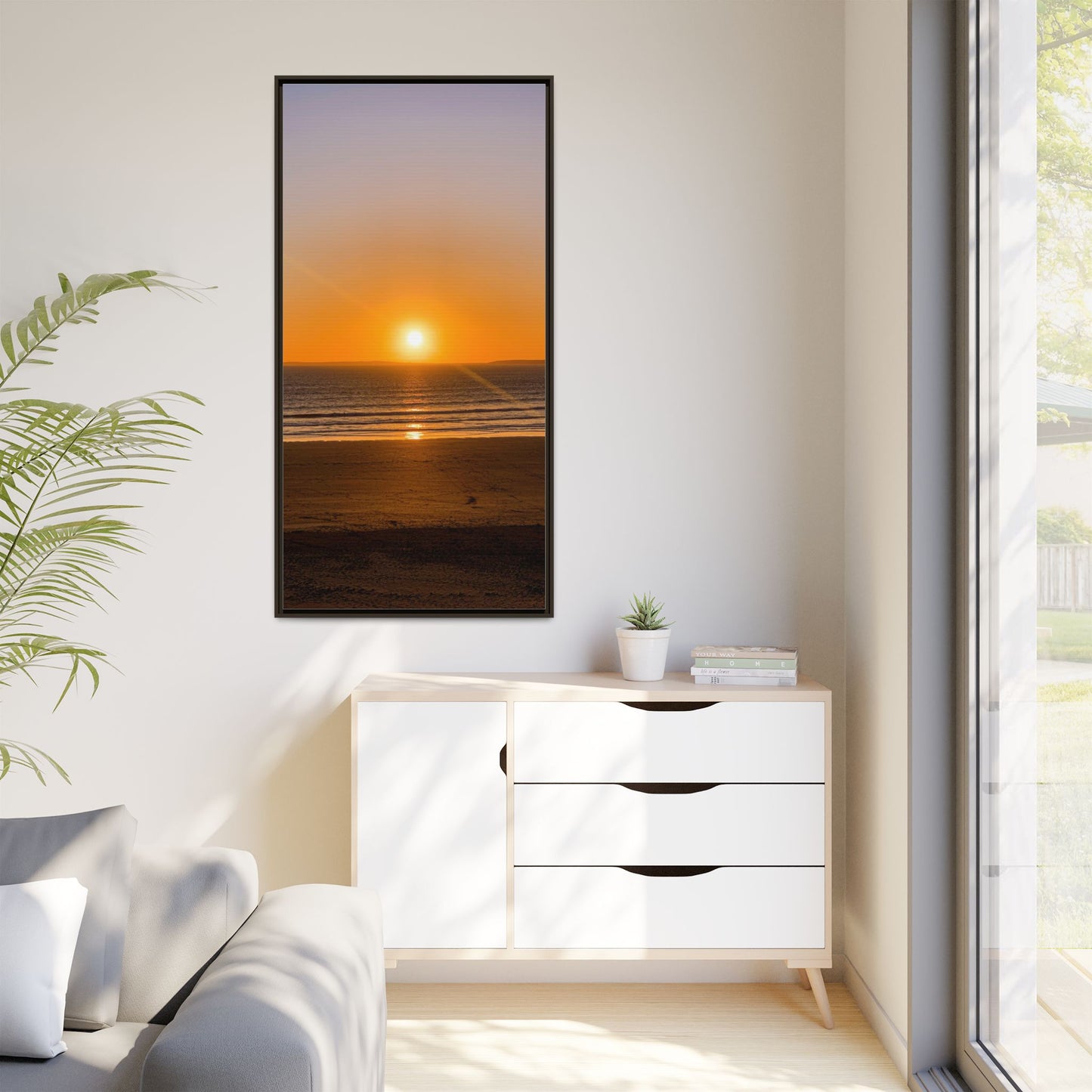 Sunset in Ocean Matte Canvas, Framed (Multi-color)