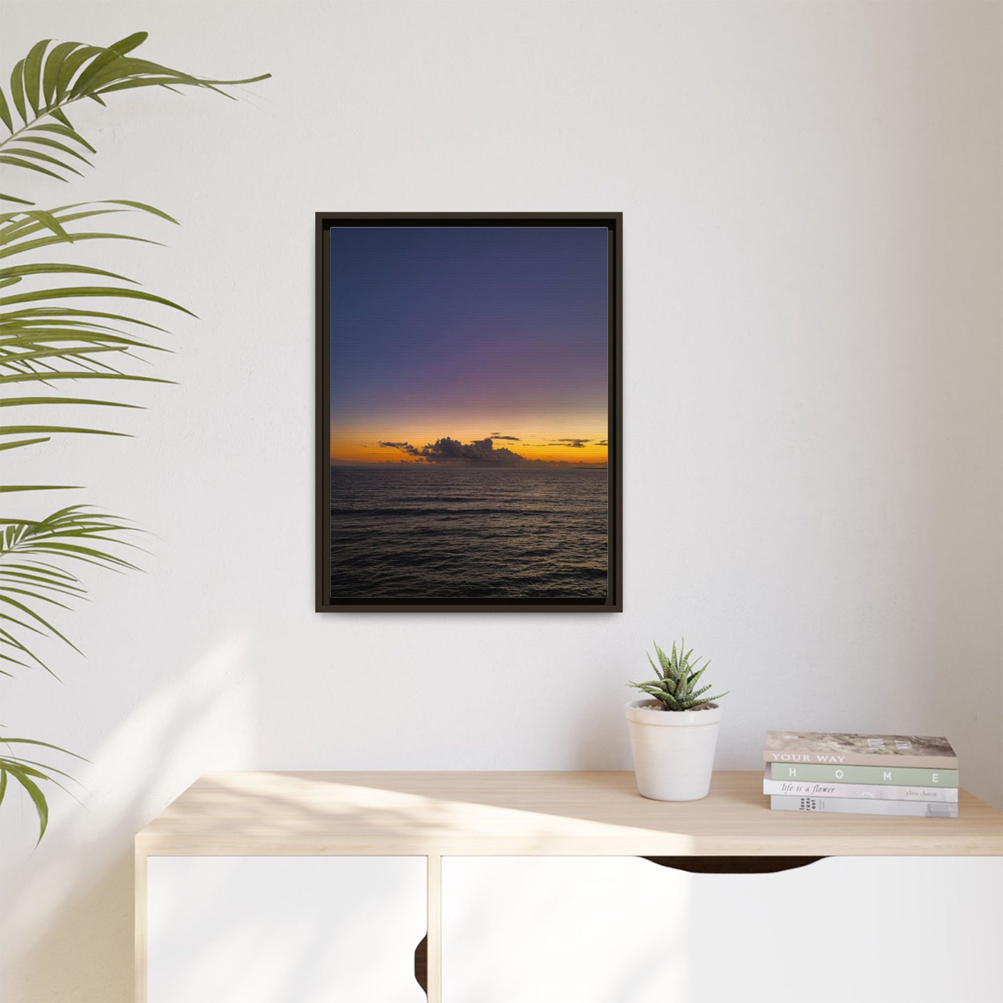 Sunset in Ocean 2 Matte Canvas, Framed (Multi-color)