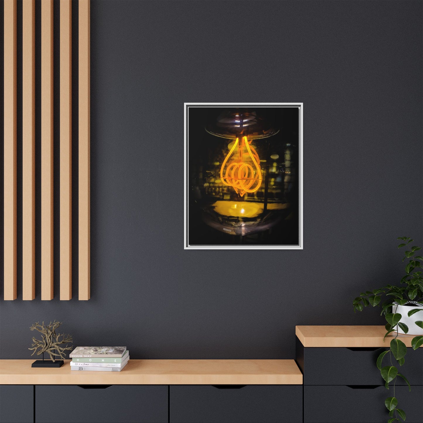 Bulb Matte Canvas, Framed (Multi-color)
