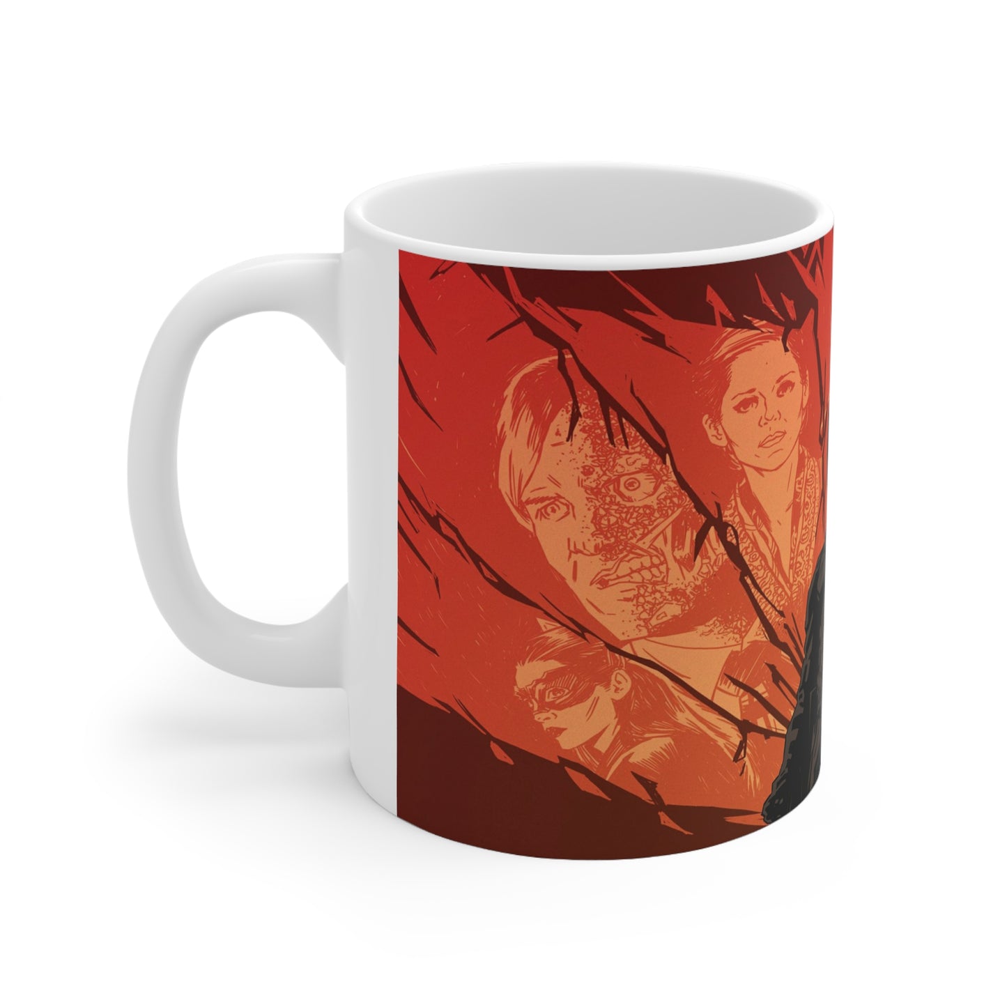 Heroic Ceramic Coffee Cups - 11oz & 15oz, Batman-Inspired Design for Coffee Lovers