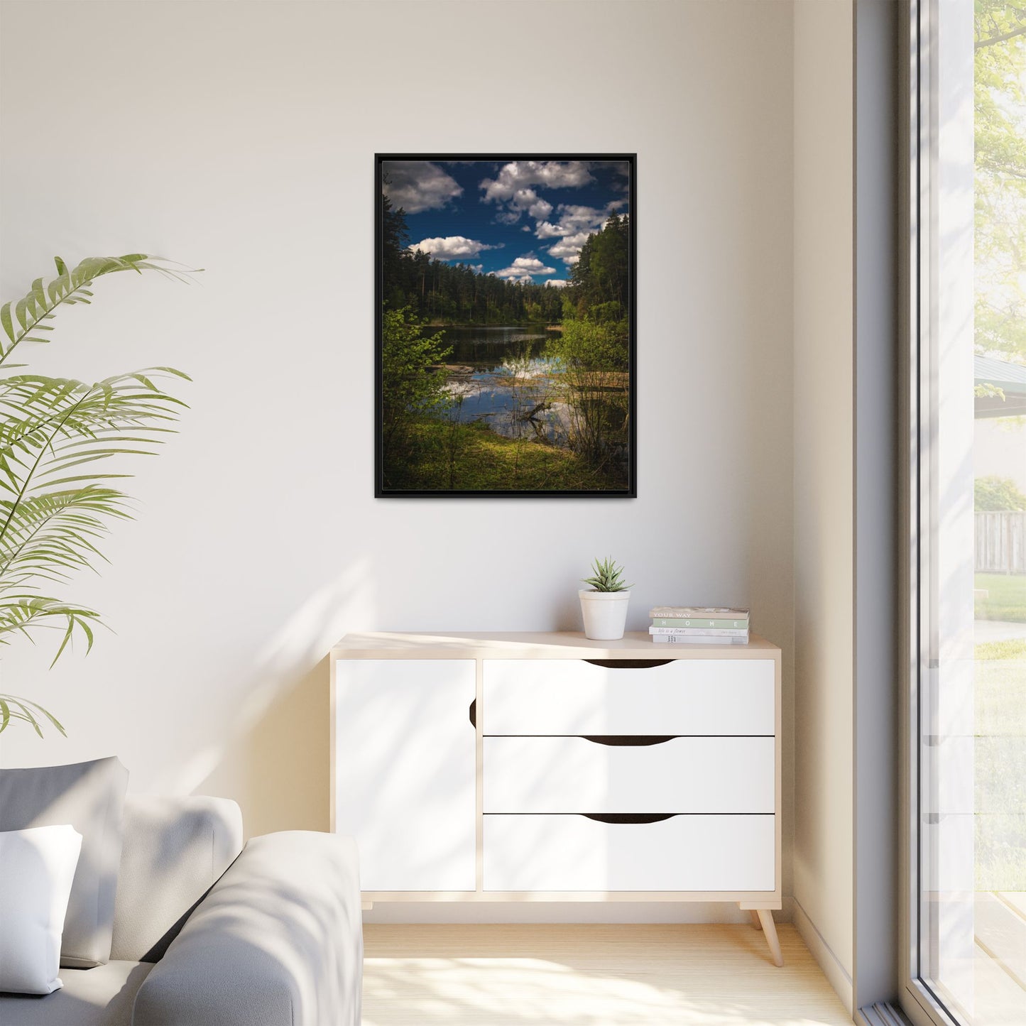 Vilnius Lake Matte Canvas, Framed (Multi-color)