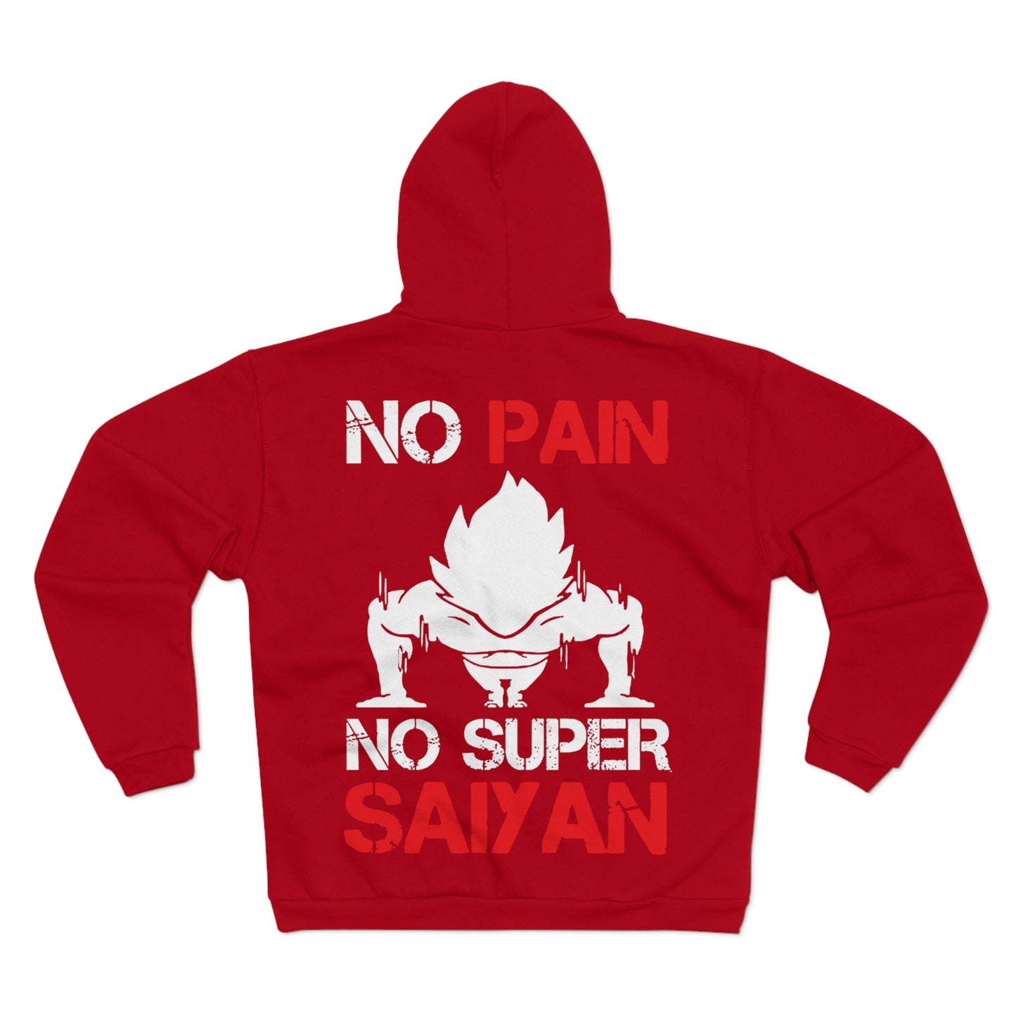 Unisex Hooded Zip Sweatshirt - 'No Pain No Super Saiyan' Motivational Gym Wear