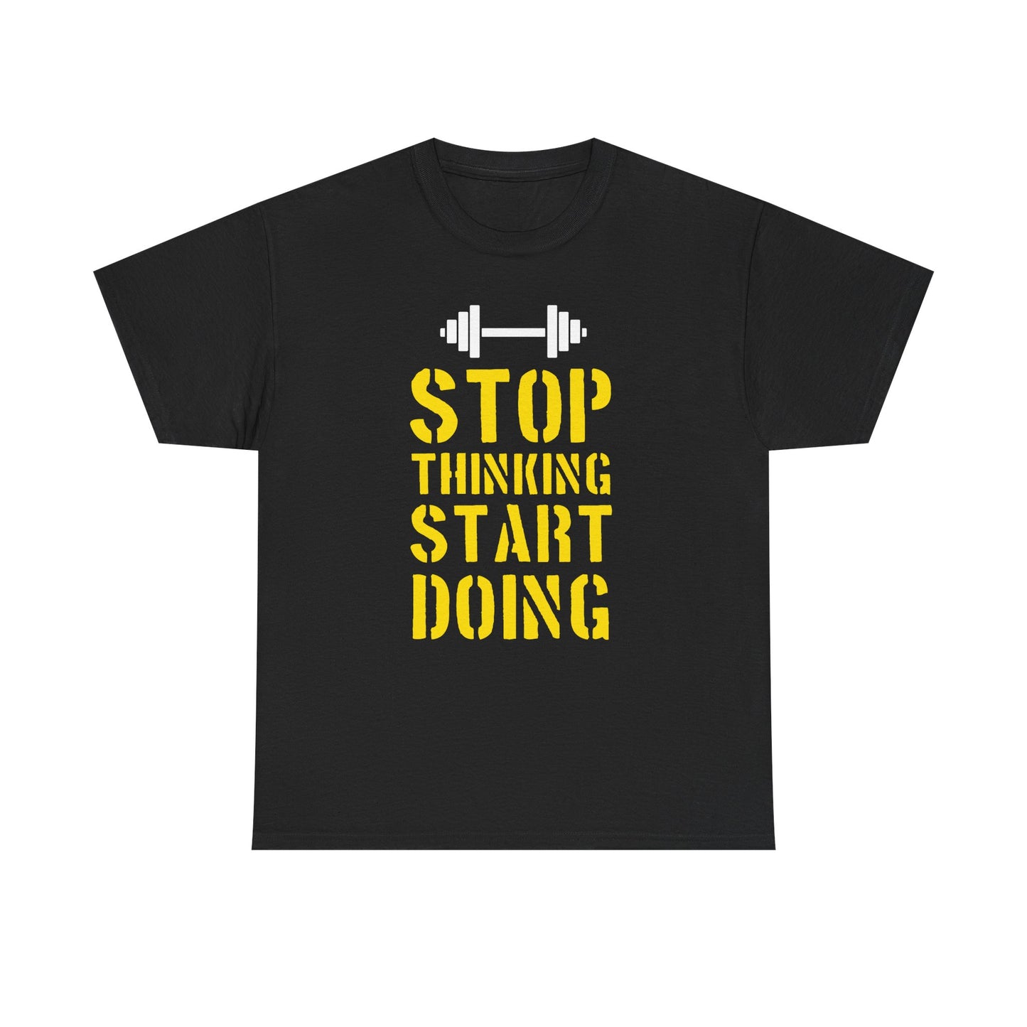Motivational Unisex Heavy Cotton Tee - 'Stop Thinking Start Doing'