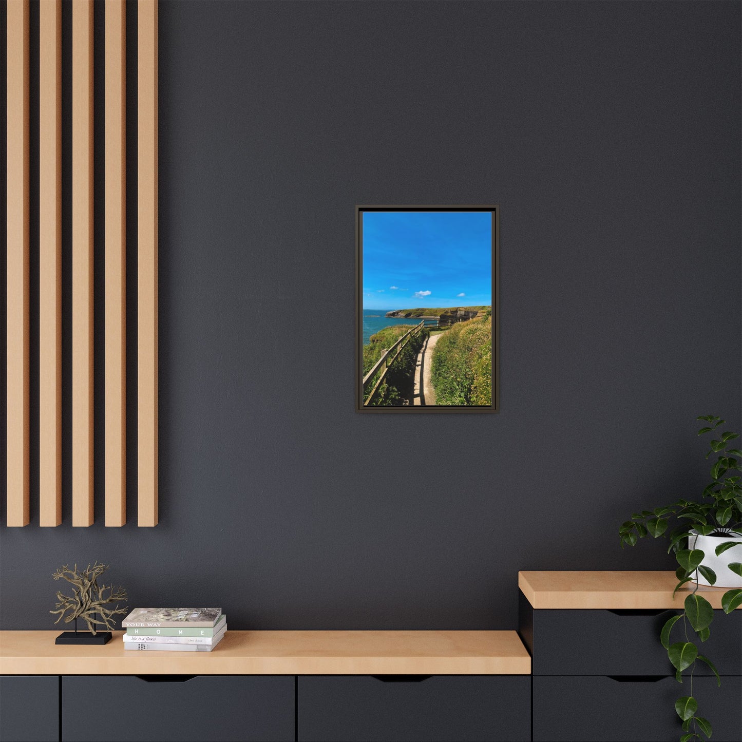 Cliff Trail Ballybunion Matte Canvas, Framed (Multi-color)