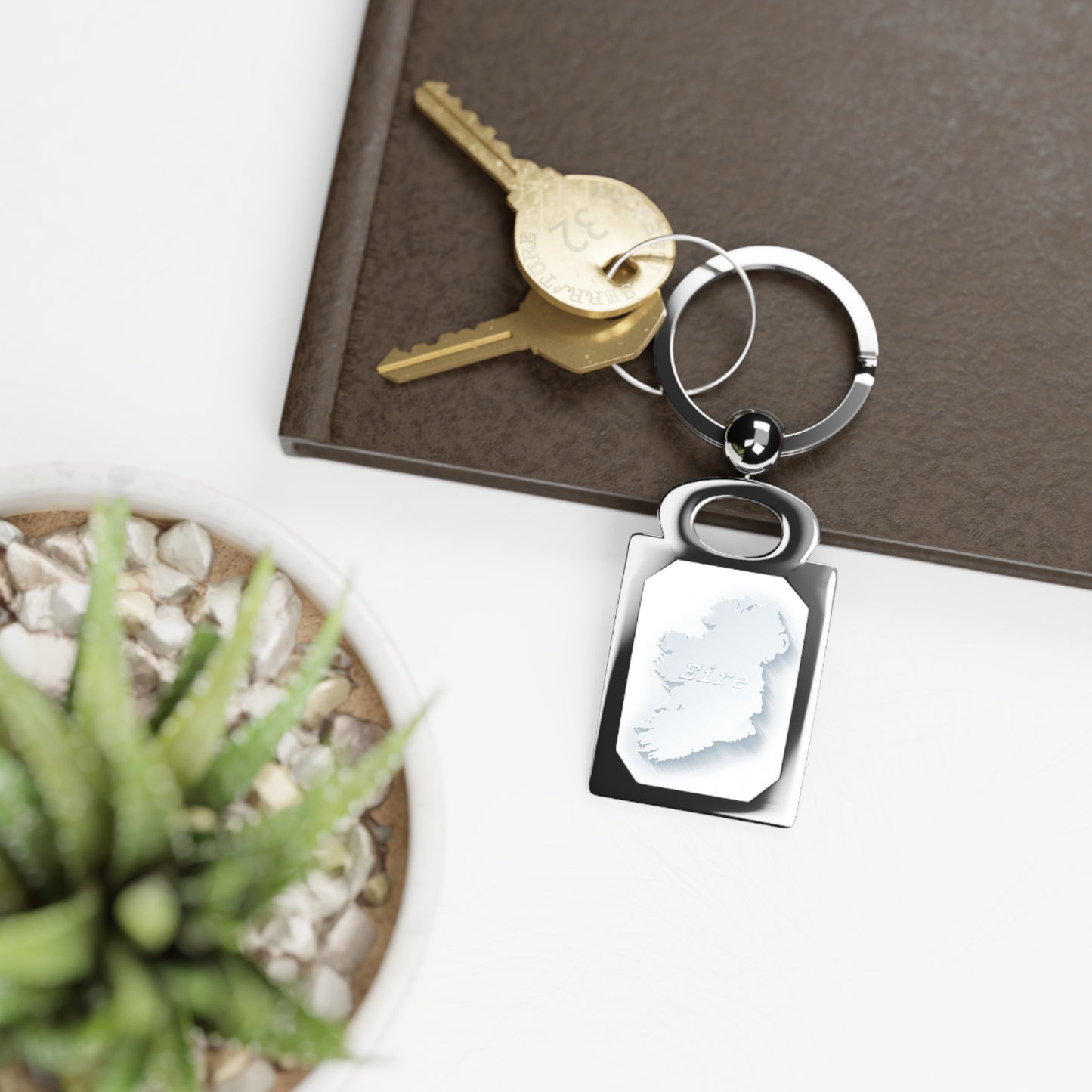 Eire White Rectangle Photo Keyring