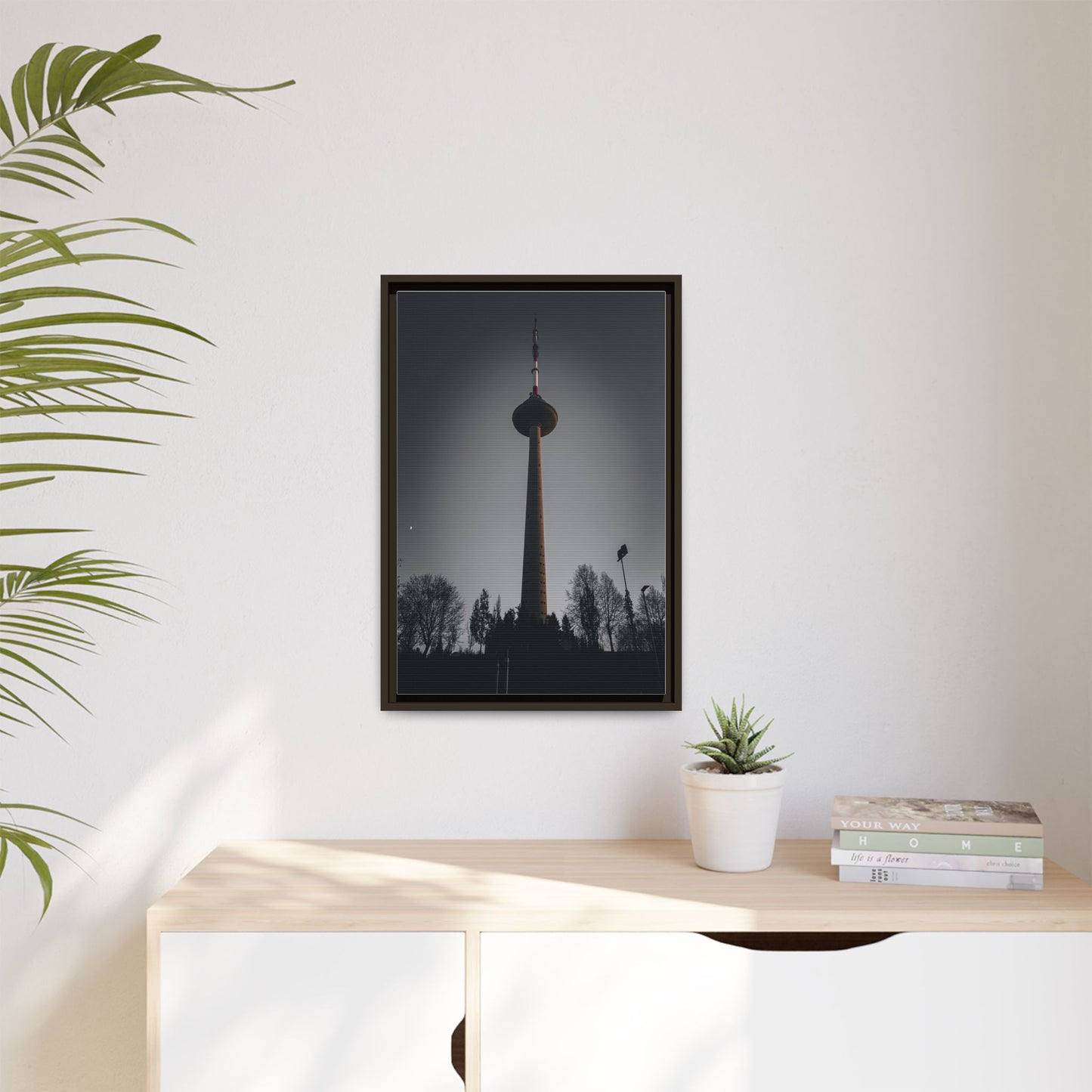 TV Tower Matte Canvas, Framed (Multi-color)