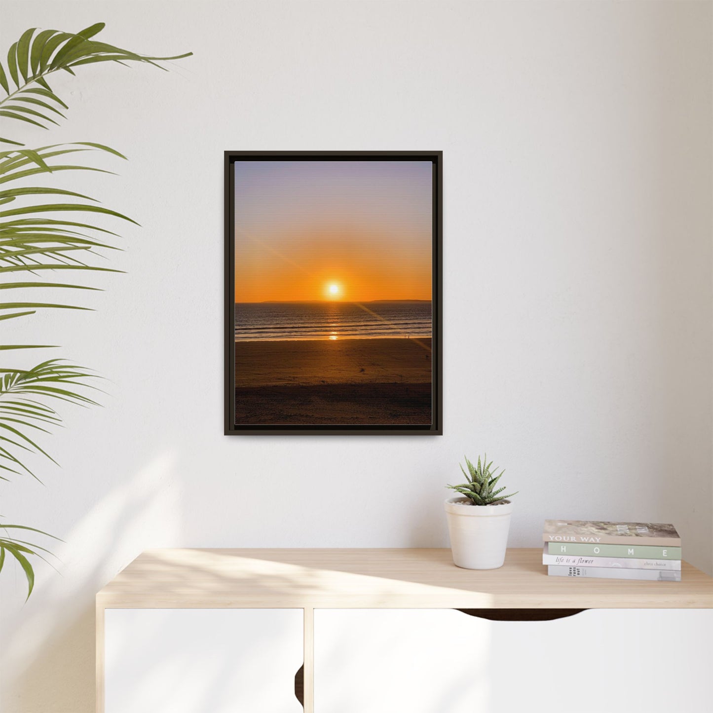 Sunset in Ocean Matte Canvas, Framed (Multi-color)
