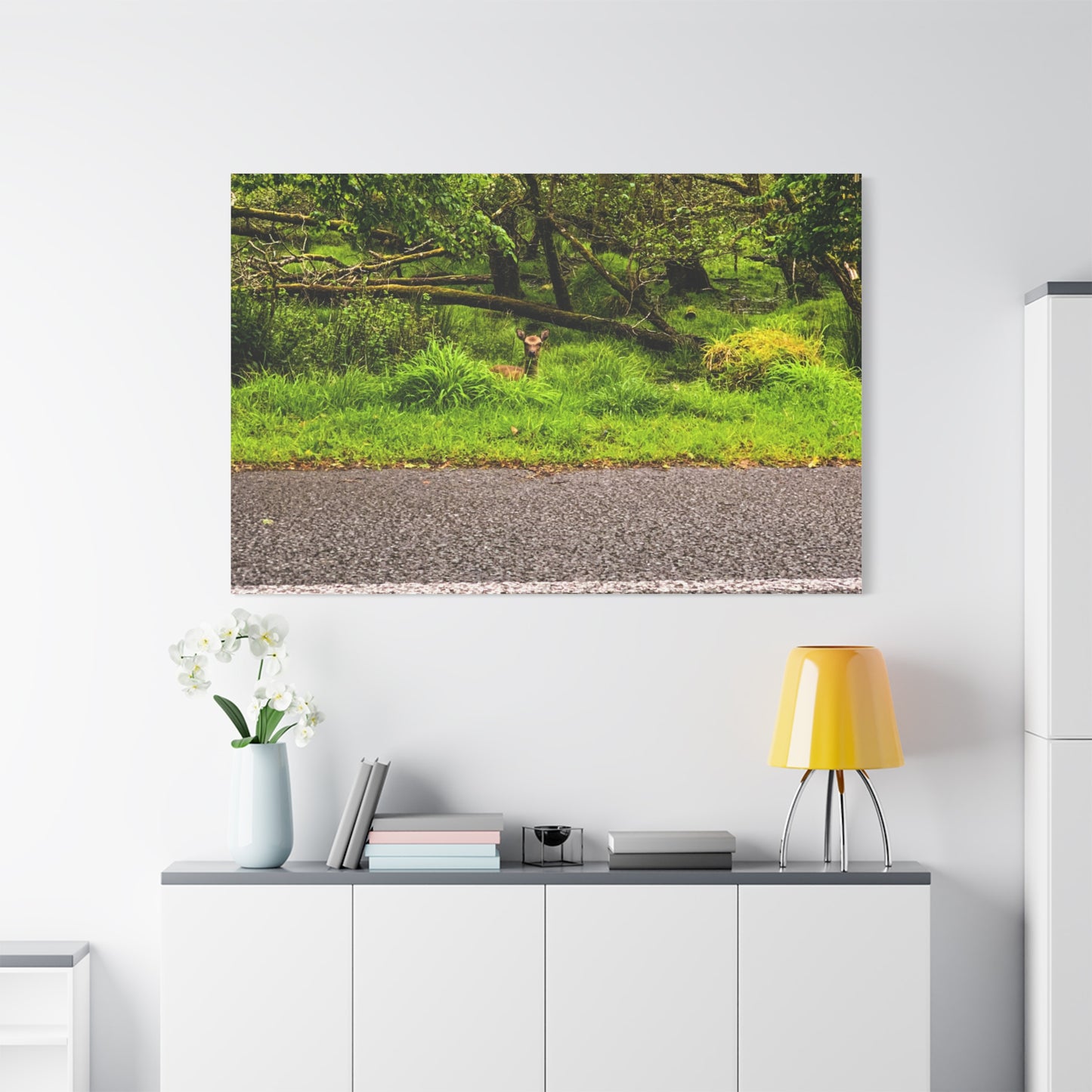 Deer in Ditch Matte Canvas, Stretched, 1.25"