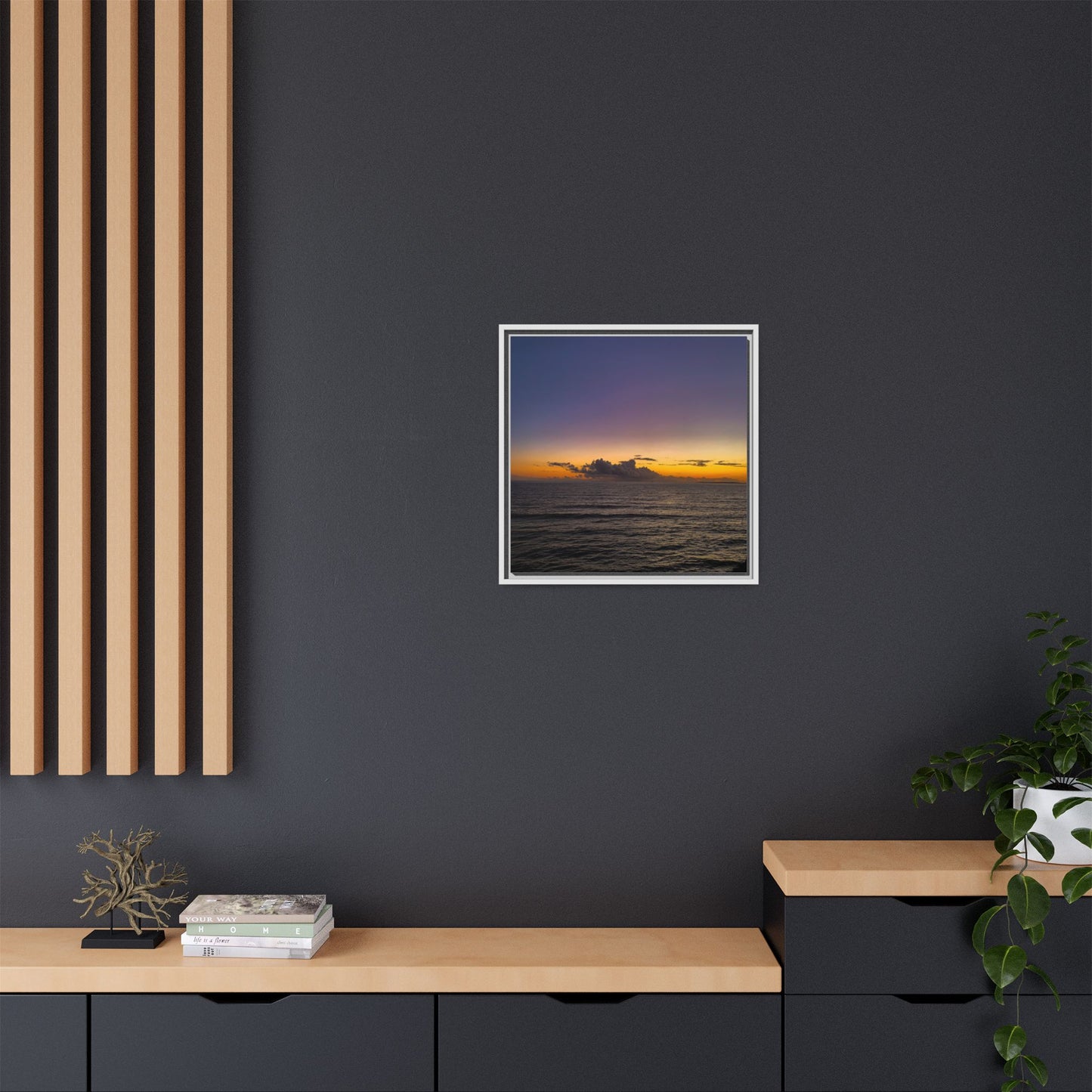 Sunset in Ocean 2 Matte Canvas, Framed (Multi-color)