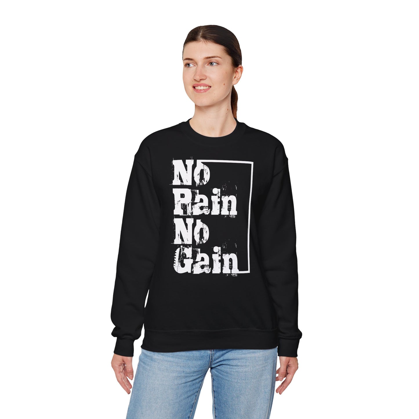 No Rain No Gain Unisex Heavy Blend Crewneck Sweatshirt - Motivational Gym Wear