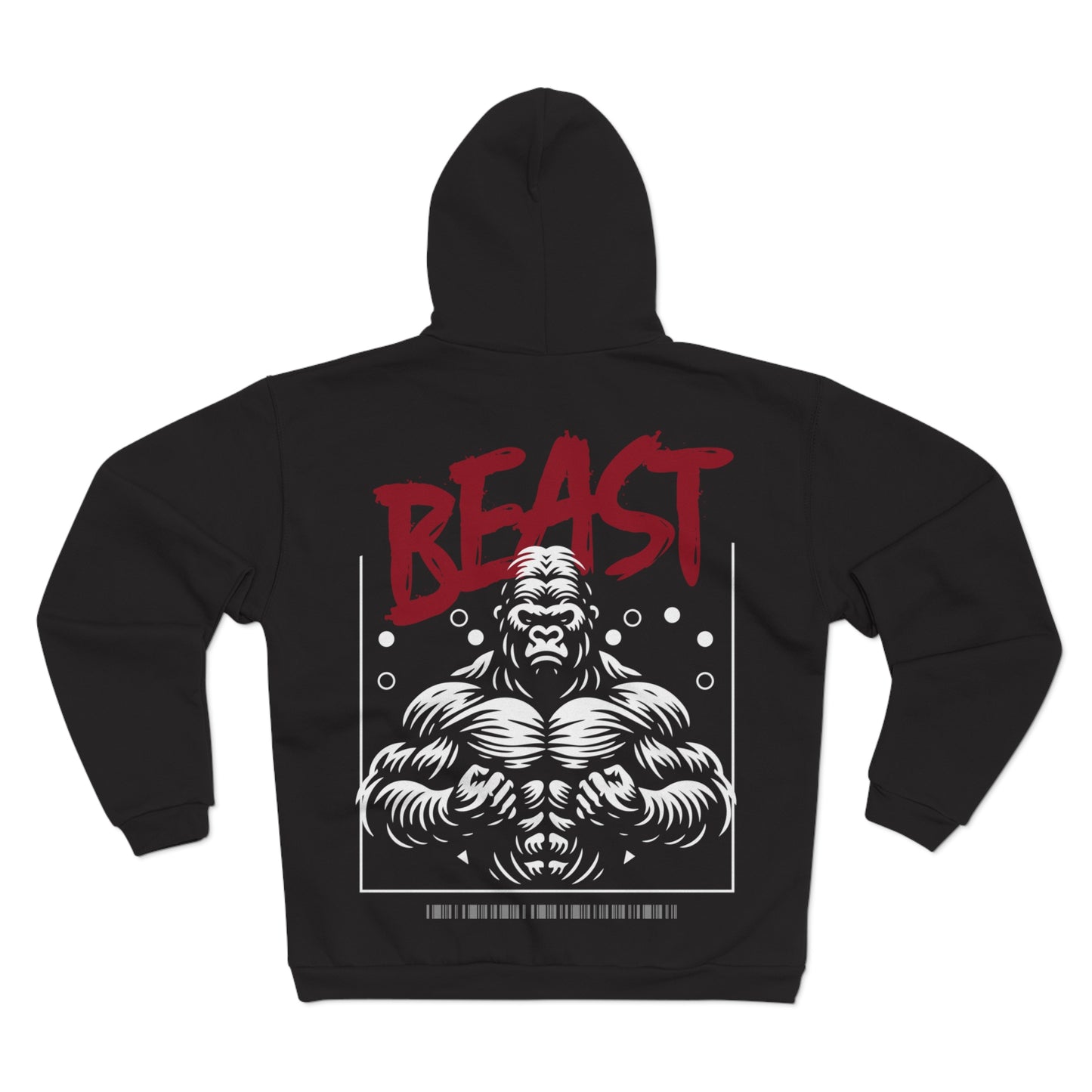 Unisex Hooded Zip Sweatshirt - Beast Design for Fitness Enthusiasts
