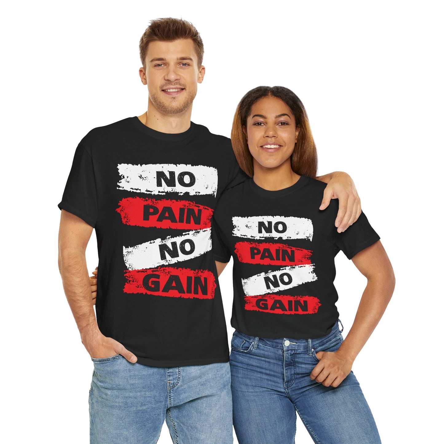 Motivational Workout Tee - 'No Pain No Gain' Unisex Heavy Cotton Shirt