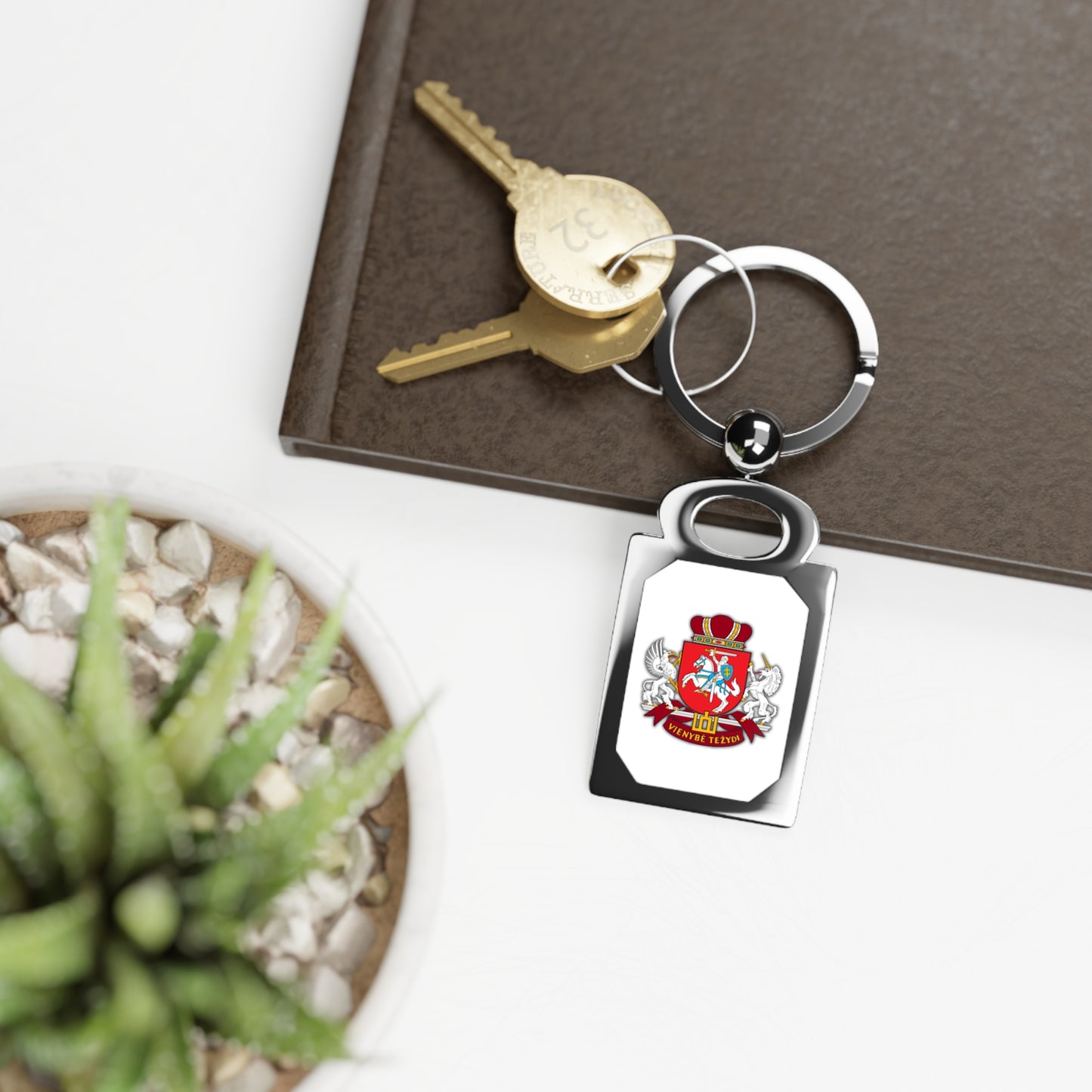 Personalized Rectangle Photo Keyring - Customizable Keychain Gift "Vienybe Tezydi"