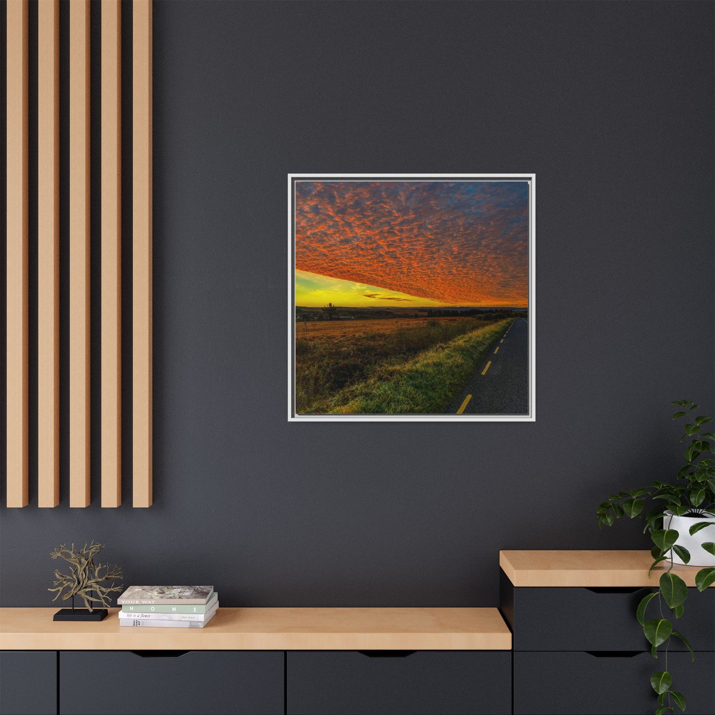 Cloudy Sunset Matte Canvas, Framed (Multi-color)