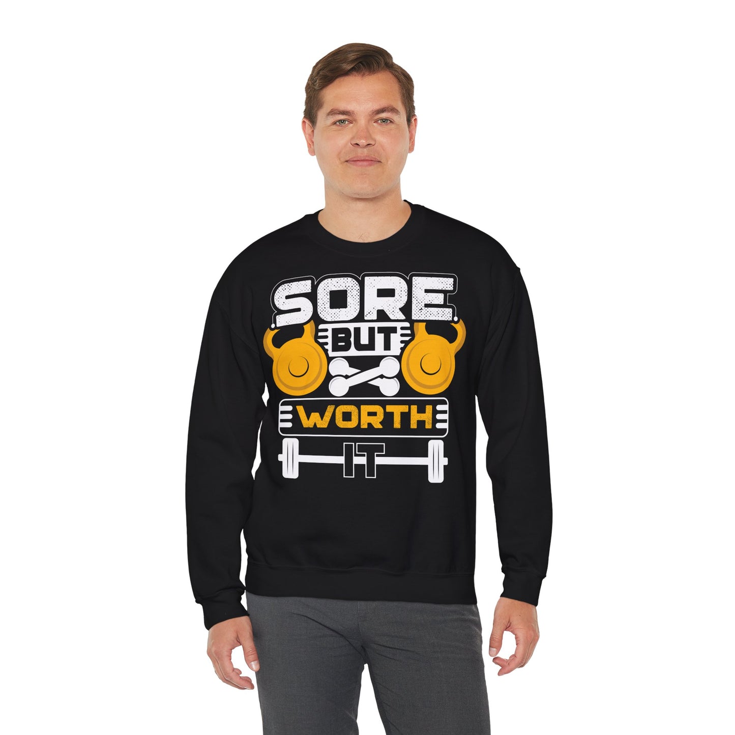 Sore But Worth It Fitness Sweatshirt | Unisex Crewneck for Gym Lovers