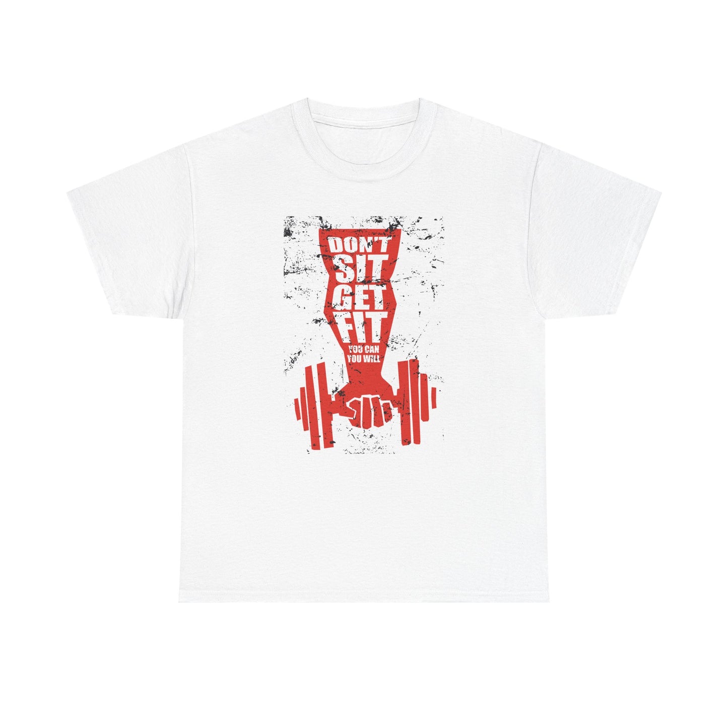 Motivational Workout Tee - "Don't Sit, Get Fit!" Fitness T-Shirt