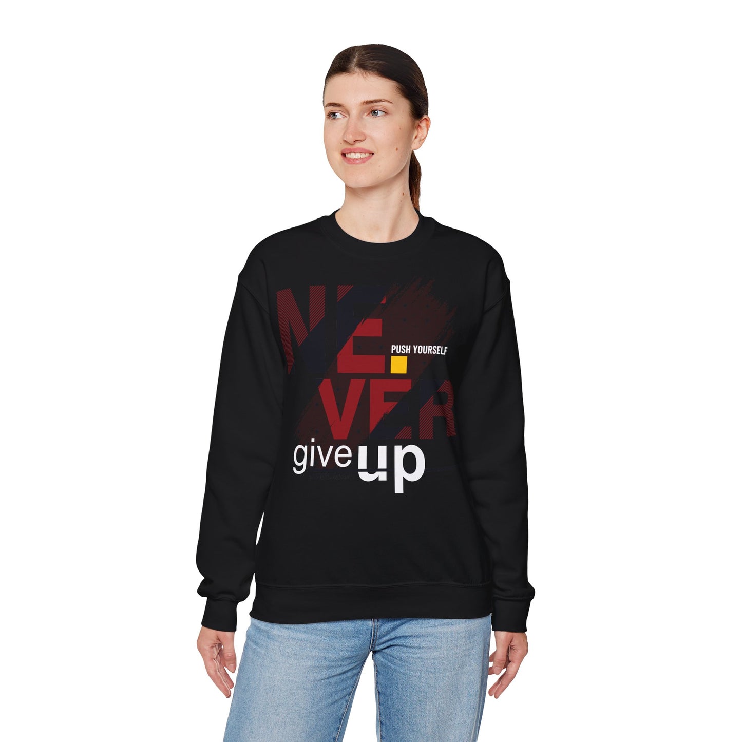 Motivational Never Give Up Crewneck Sweatshirt - Unisex Heavy Blend™