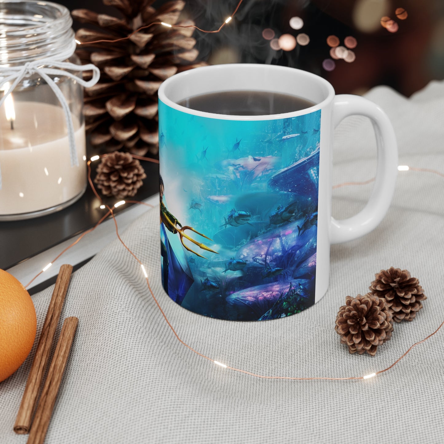 Aquatic Hero Ceramic Coffee Cups – 11oz & 15oz | Perfect Gift for Movie Fans