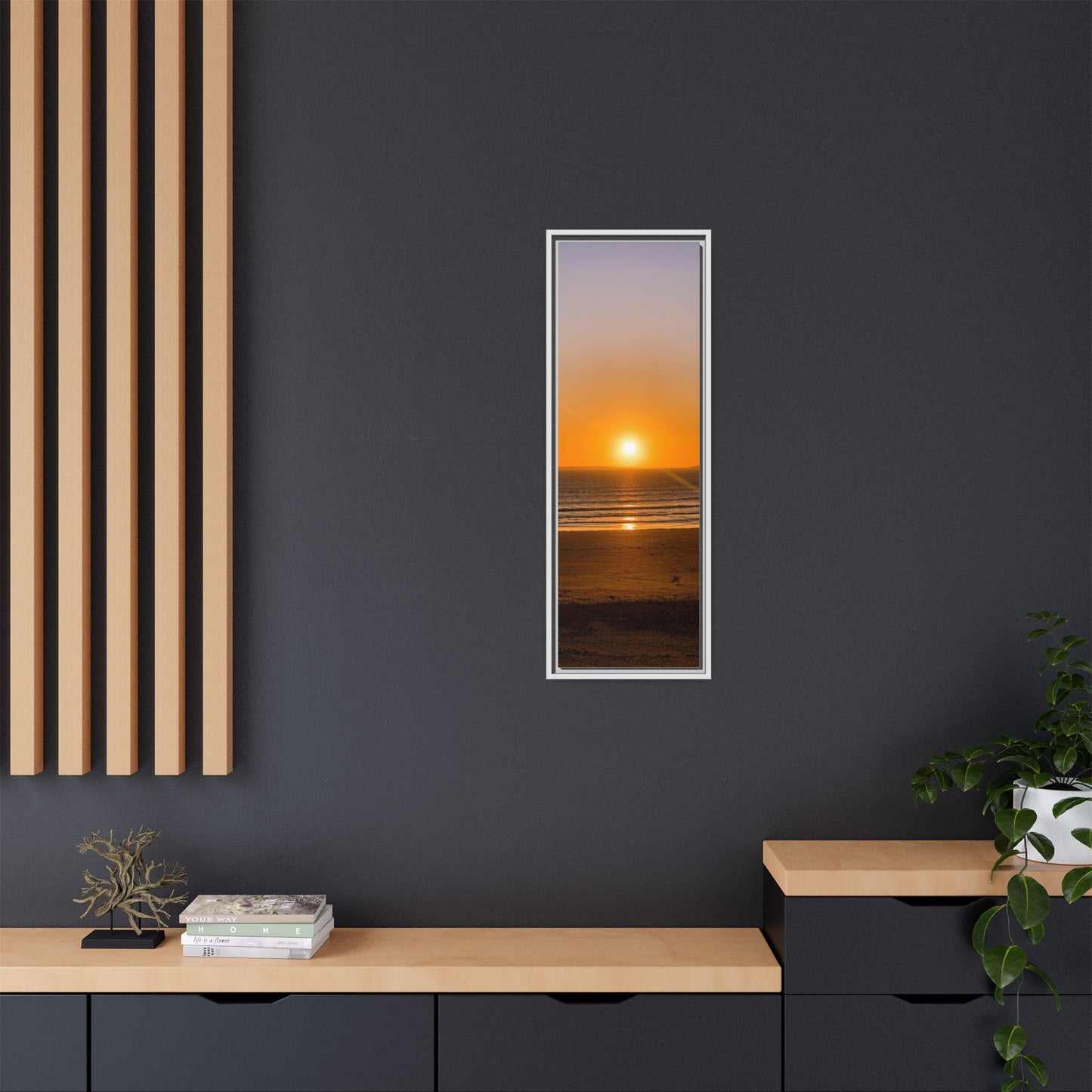 Sunset in Ocean Matte Canvas, Framed (Multi-color)