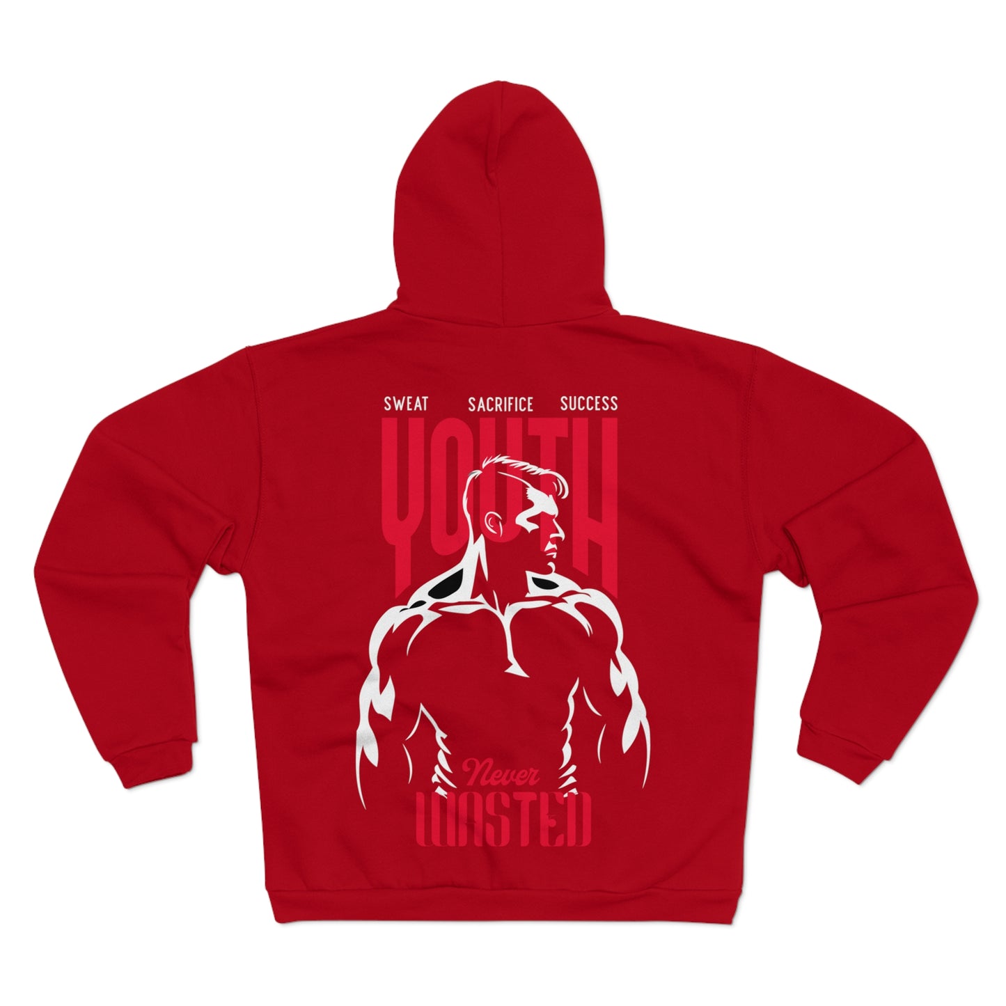 Youth Never Wasted Unisex Hooded Zip Sweatshirt - Motivational Fitness Apparel