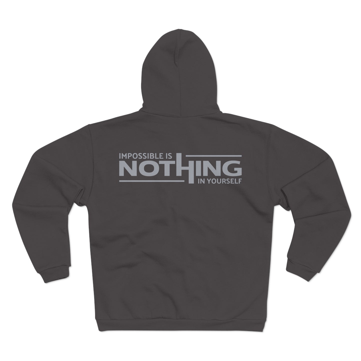 Unisex Zip Hoodie - "Impossible is Nothing" Inspirational Sweatshirt