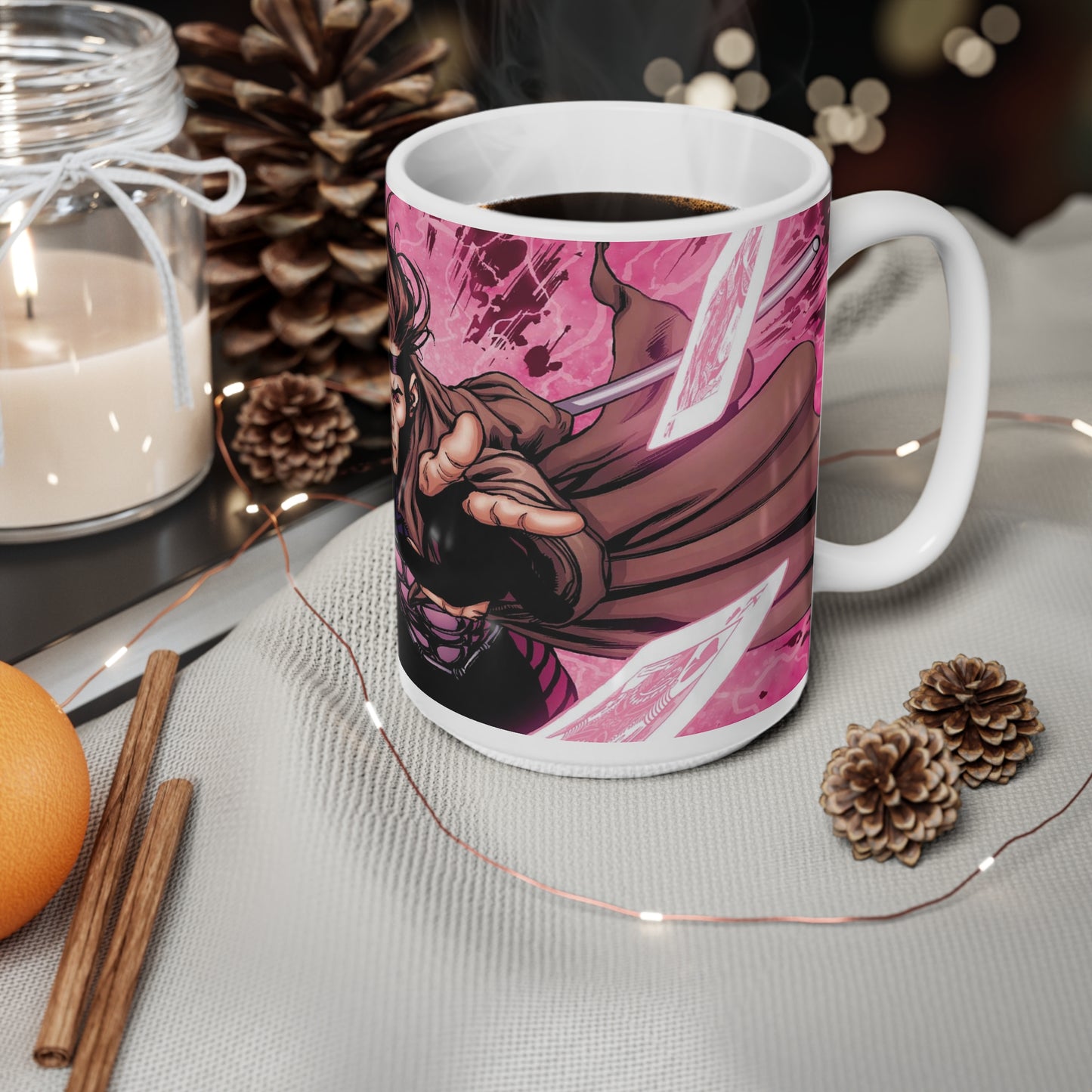 Gambit Inspired Ceramic Coffee Cups - 11oz & 15oz | Superhero Mug for Dreamers & Fans