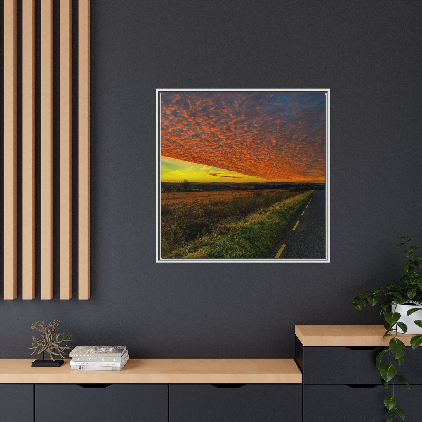 Cloudy Sunset Matte Canvas, Framed (Multi-color)