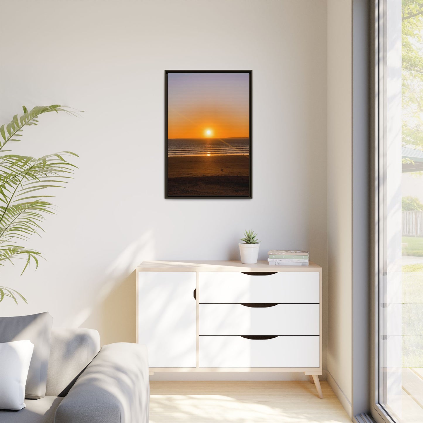 Sunset in Ocean Matte Canvas, Framed (Multi-color)