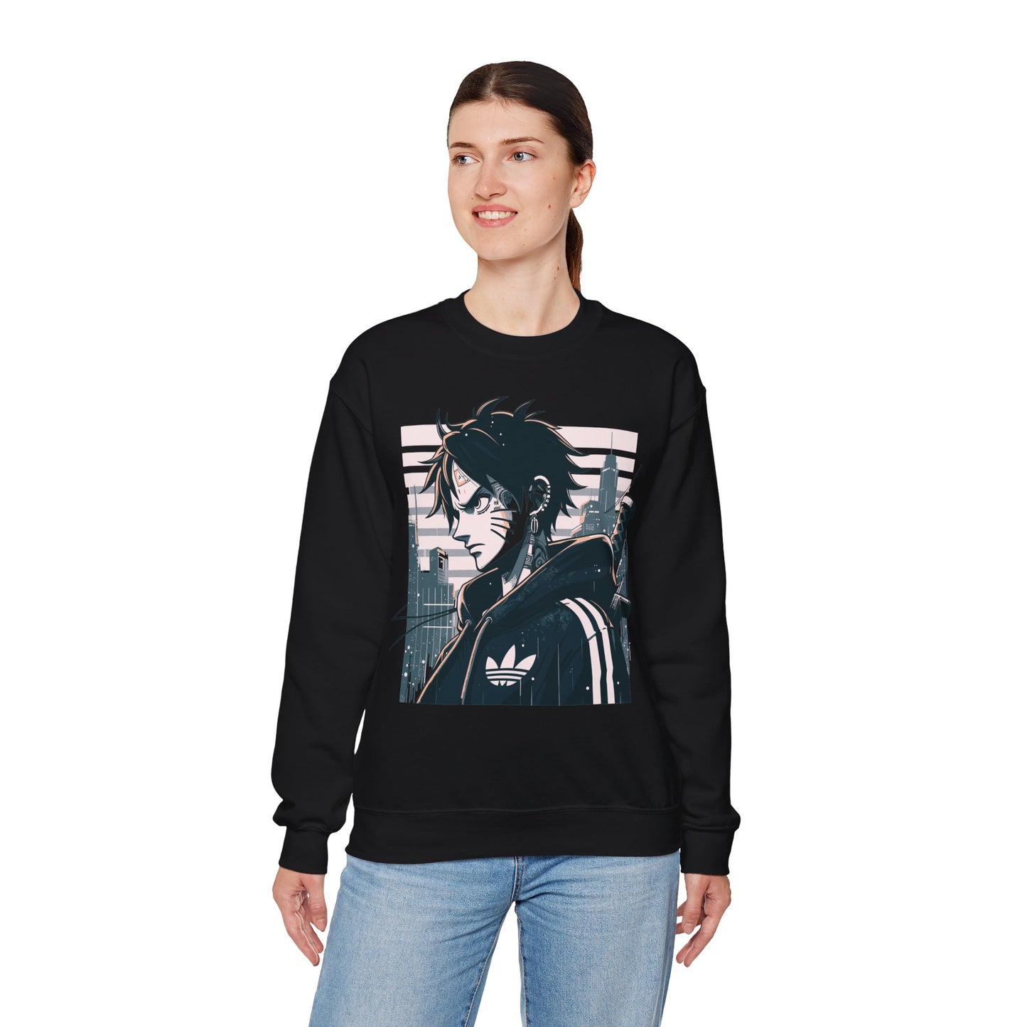 Urban Anime Graphic Crewneck Sweatshirt for Casual Style
