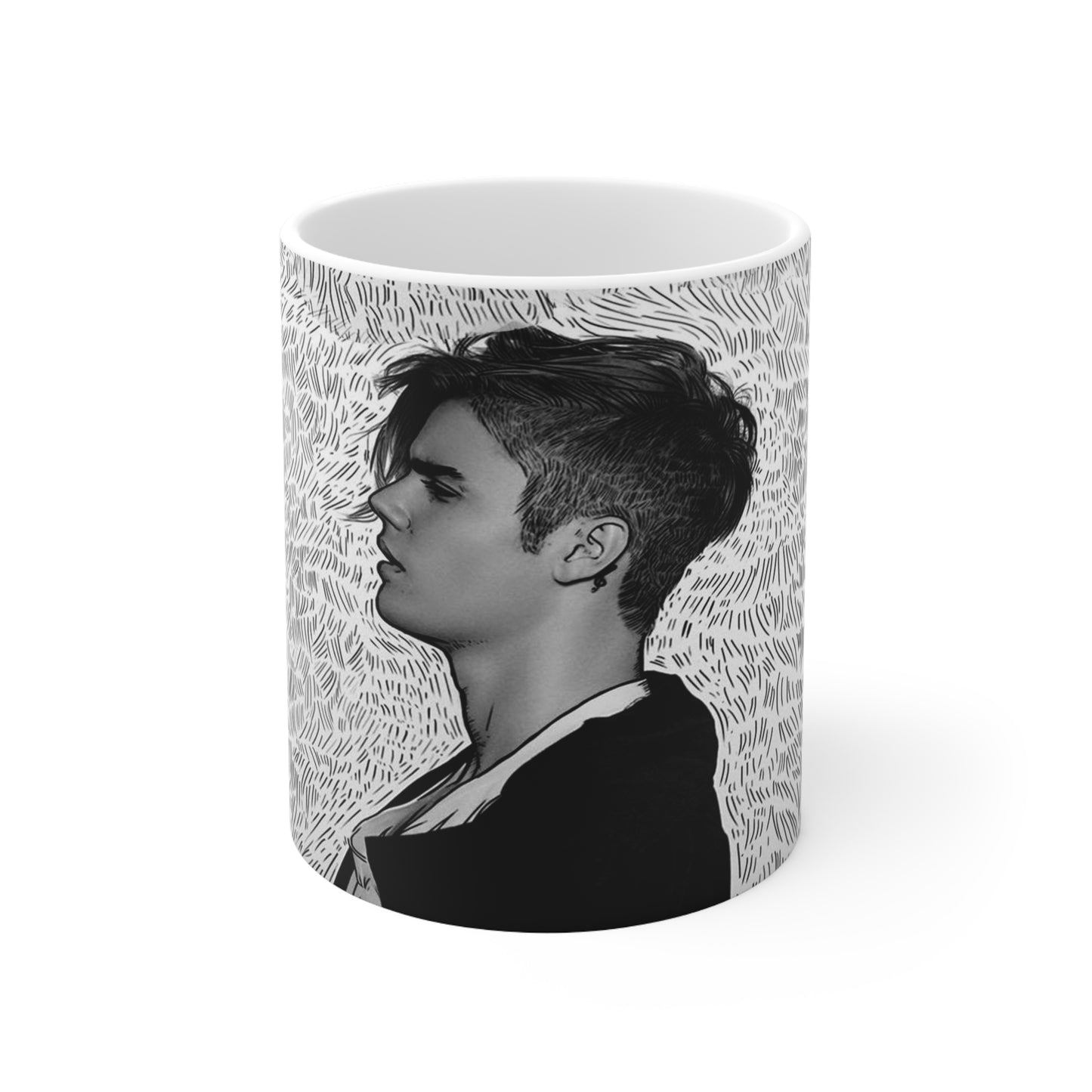 Stylish Ceramic Coffee Cup with Minimalist Black & White Design - 11oz & 15oz Sizes