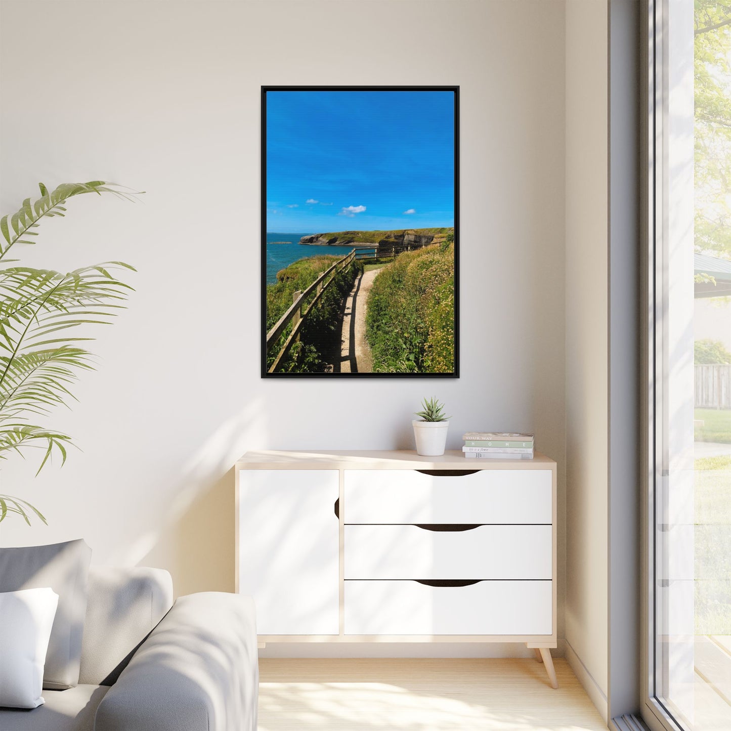Cliff Trail Ballybunion Matte Canvas, Framed (Multi-color)