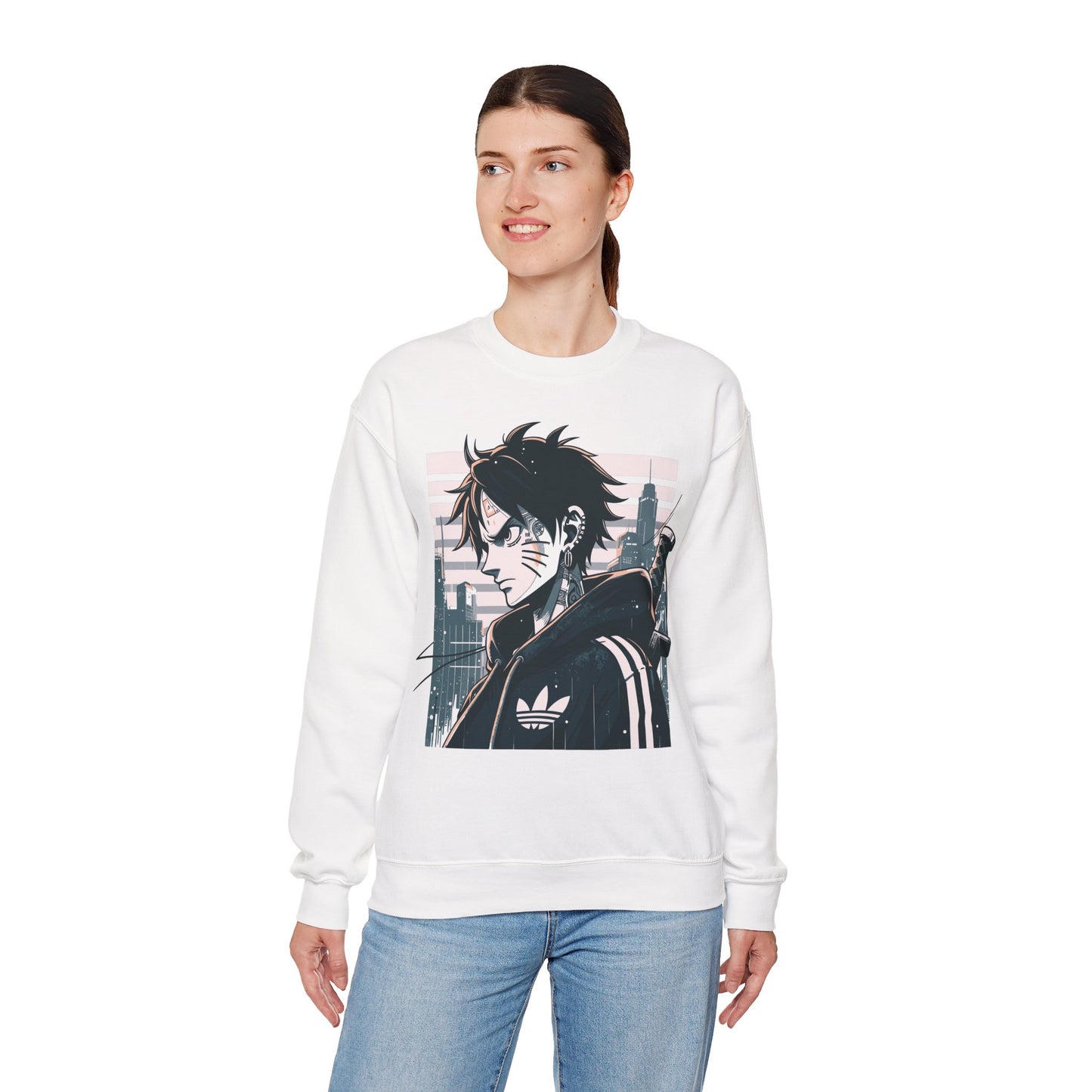 Urban Anime Graphic Crewneck Sweatshirt for Casual Style