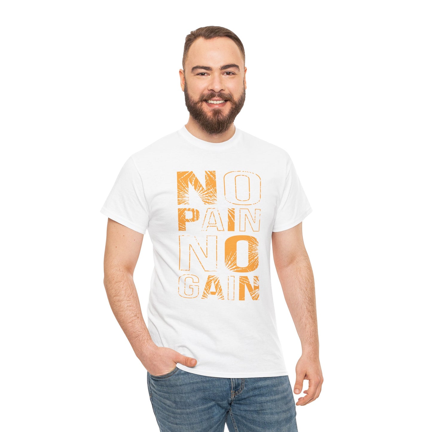Inspirational Unisex Heavy Cotton Tee - "No Pain No Gain"