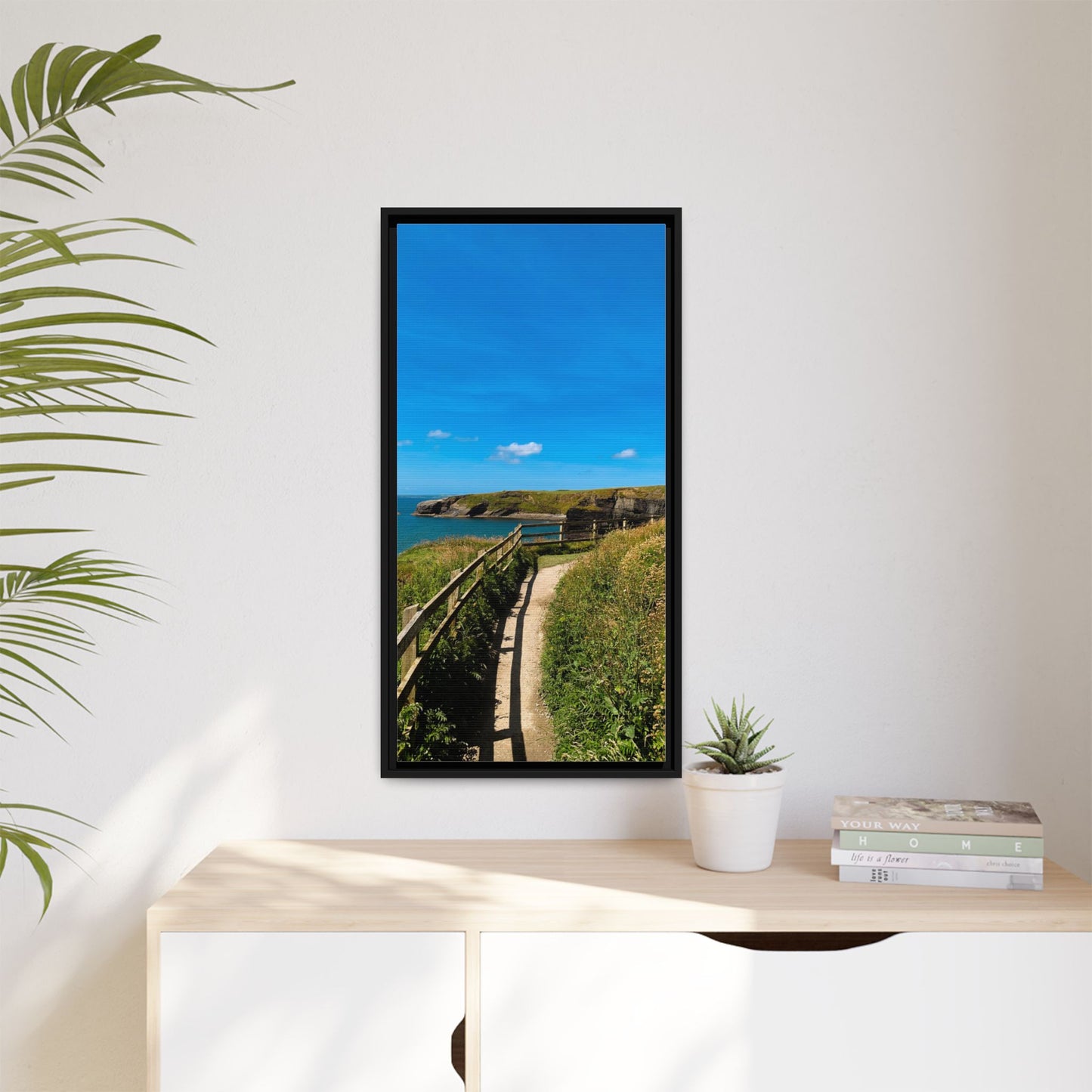 Cliff Trail Ballybunion Matte Canvas, Framed (Multi-color)