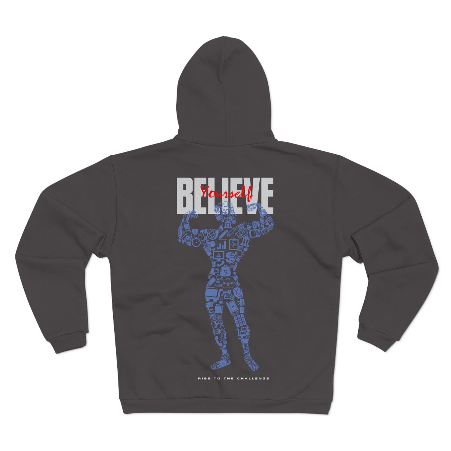Motivational Zip-Up Hoodie - 'Believe' Design for Everyday Inspiration