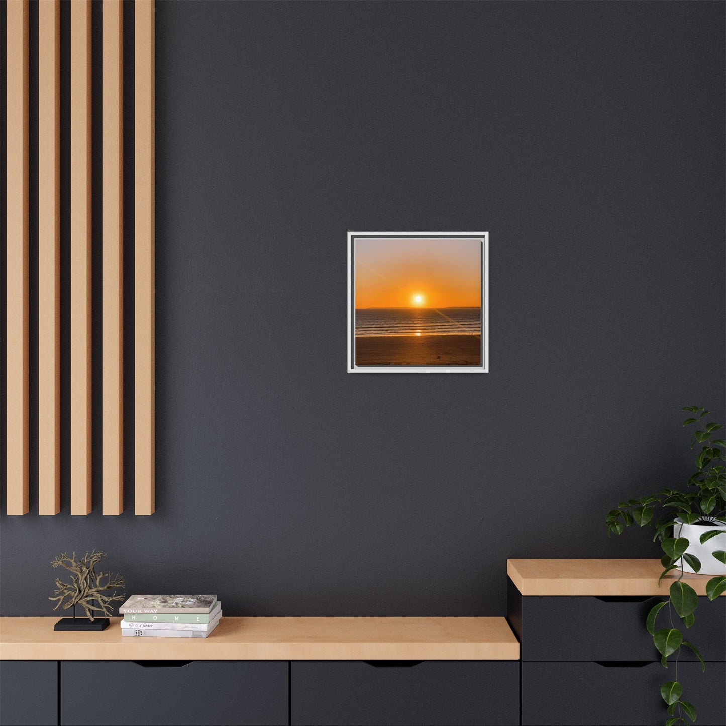 Sunset in Ocean Matte Canvas, Framed (Multi-color)